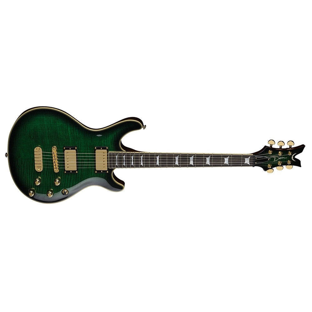 Dean Custom Run #15 Electric Guitar, Flame Maple Top - Icon Trans Green