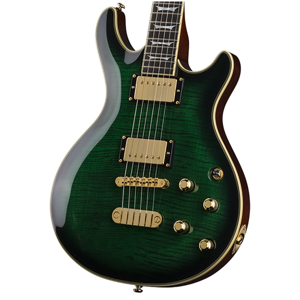Dean Custom Run #15 Electric Guitar, Flame Maple Top - Icon Trans Green