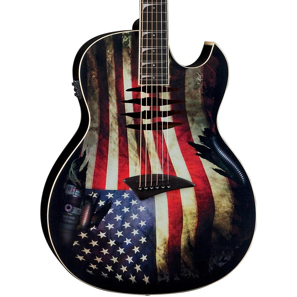 Dean Mako Dave Mustaine Signature A/E Acoustic-Electric Guitar USA War Torn Flag Graphic Finish