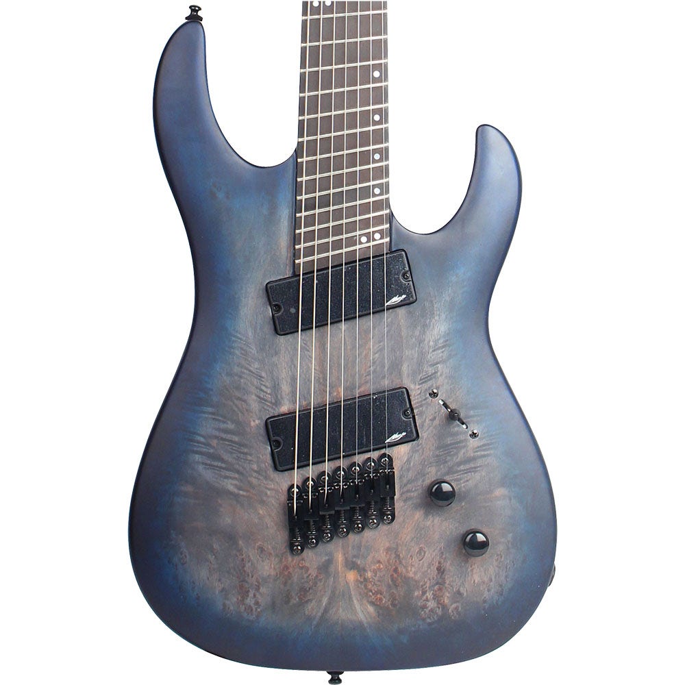 Legator Ninja 300 Pro Fanned Fret 7-String Electric Guitar - Blue Burst Burl