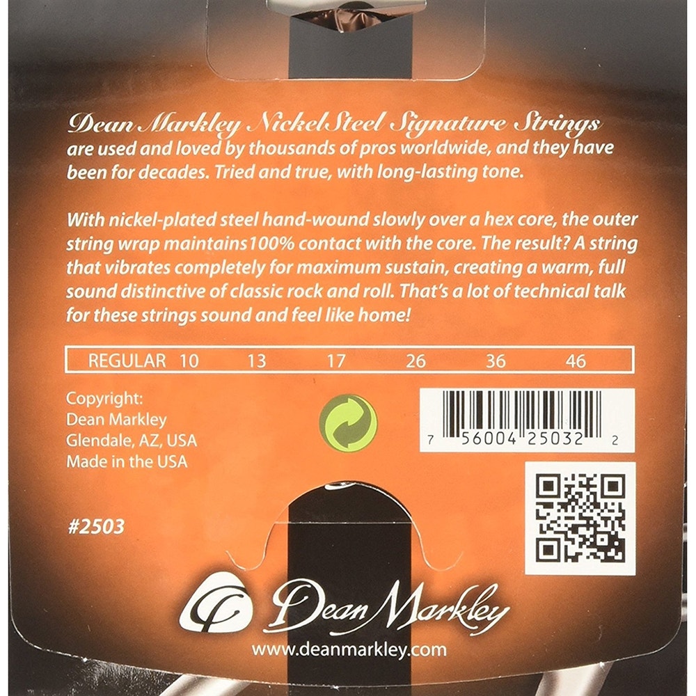Dean Markley 2503 Nickel Steel Electric Guitar Strings, Regular (10-46)