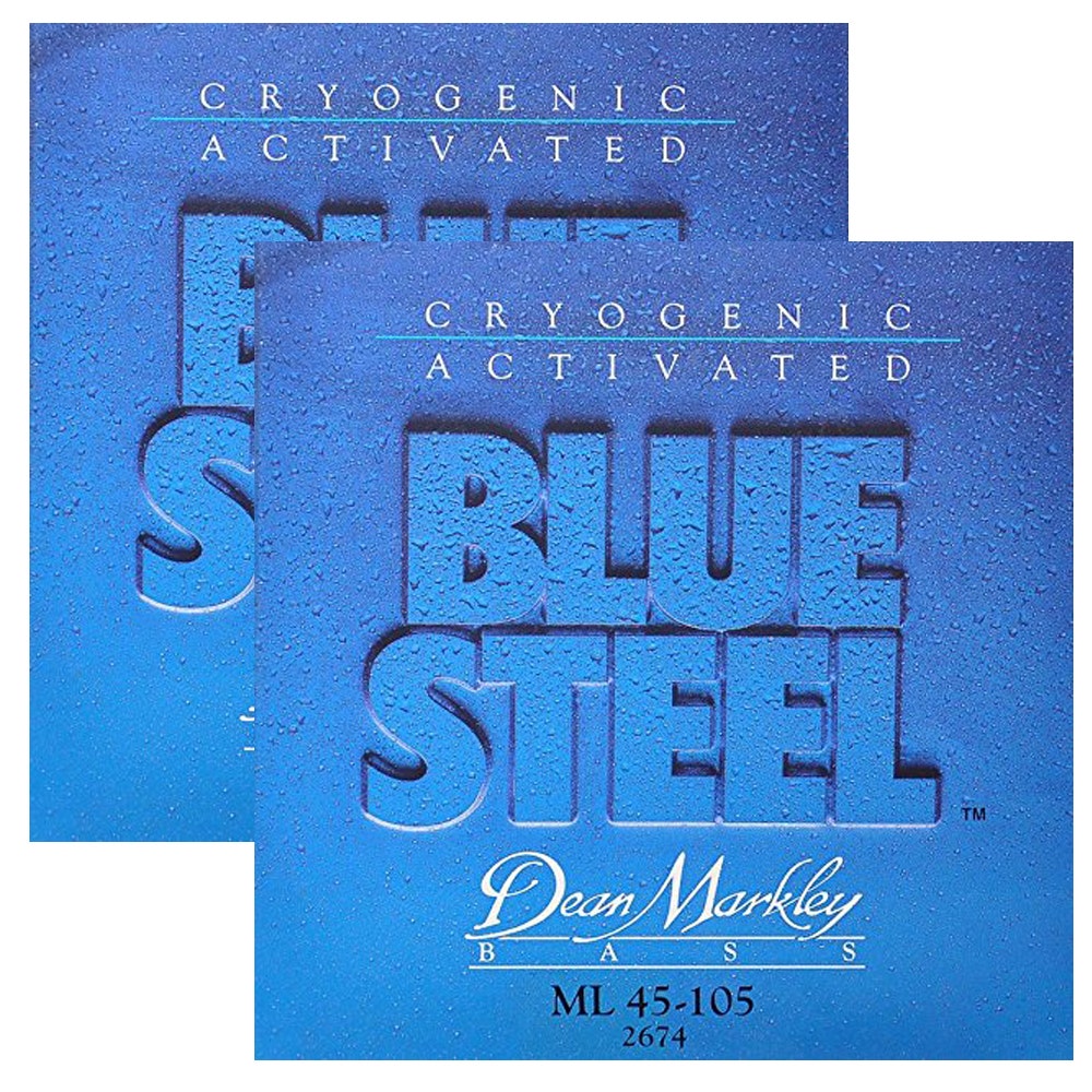 2-Pack Dean Markley 2674 Blue Steel Medium Light Bass Guitar Strings (45-105)