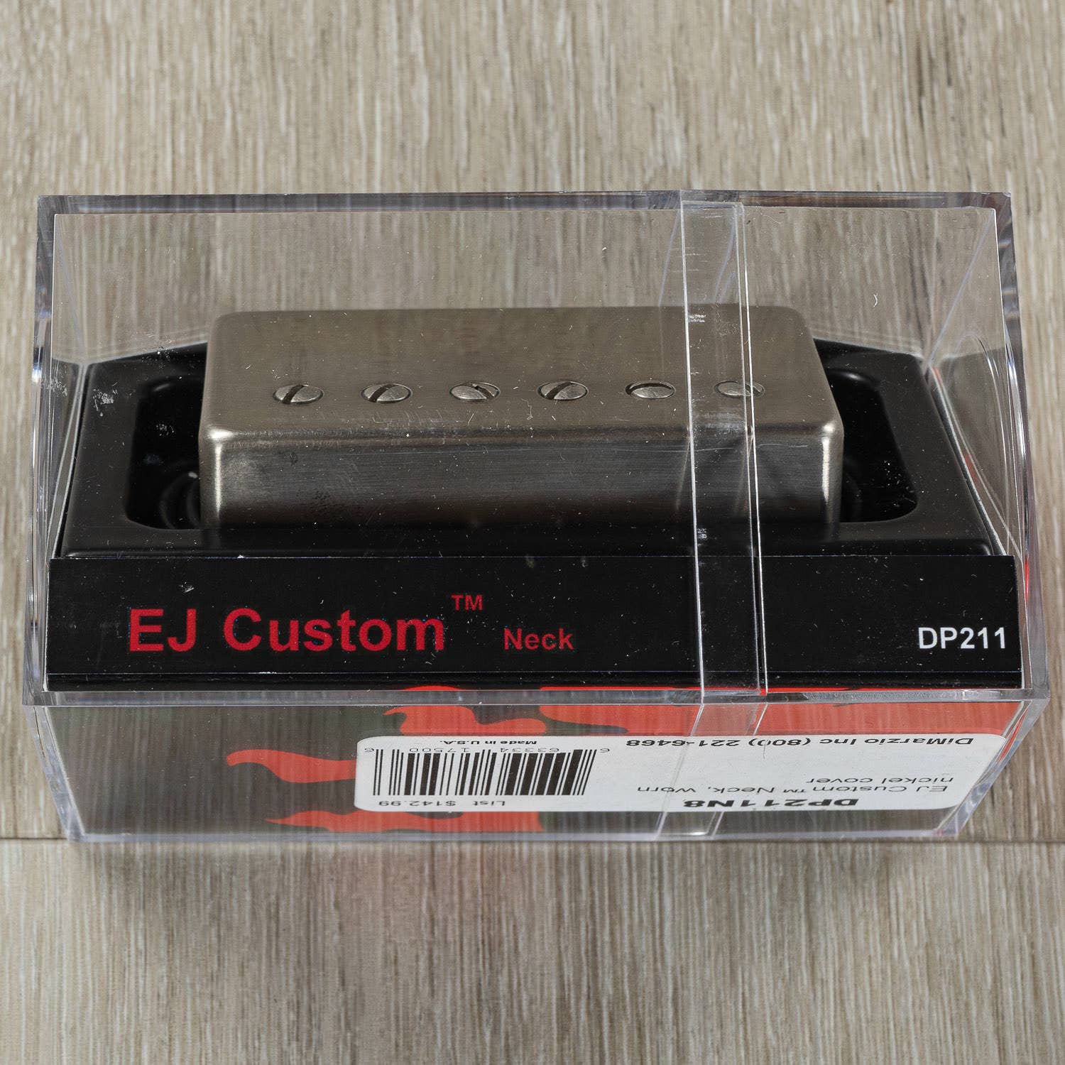 DiMarzio DP211 N8 EJ Eric Johnson Neck Guitar Pickup, 50mm, Worn Nickel Cover