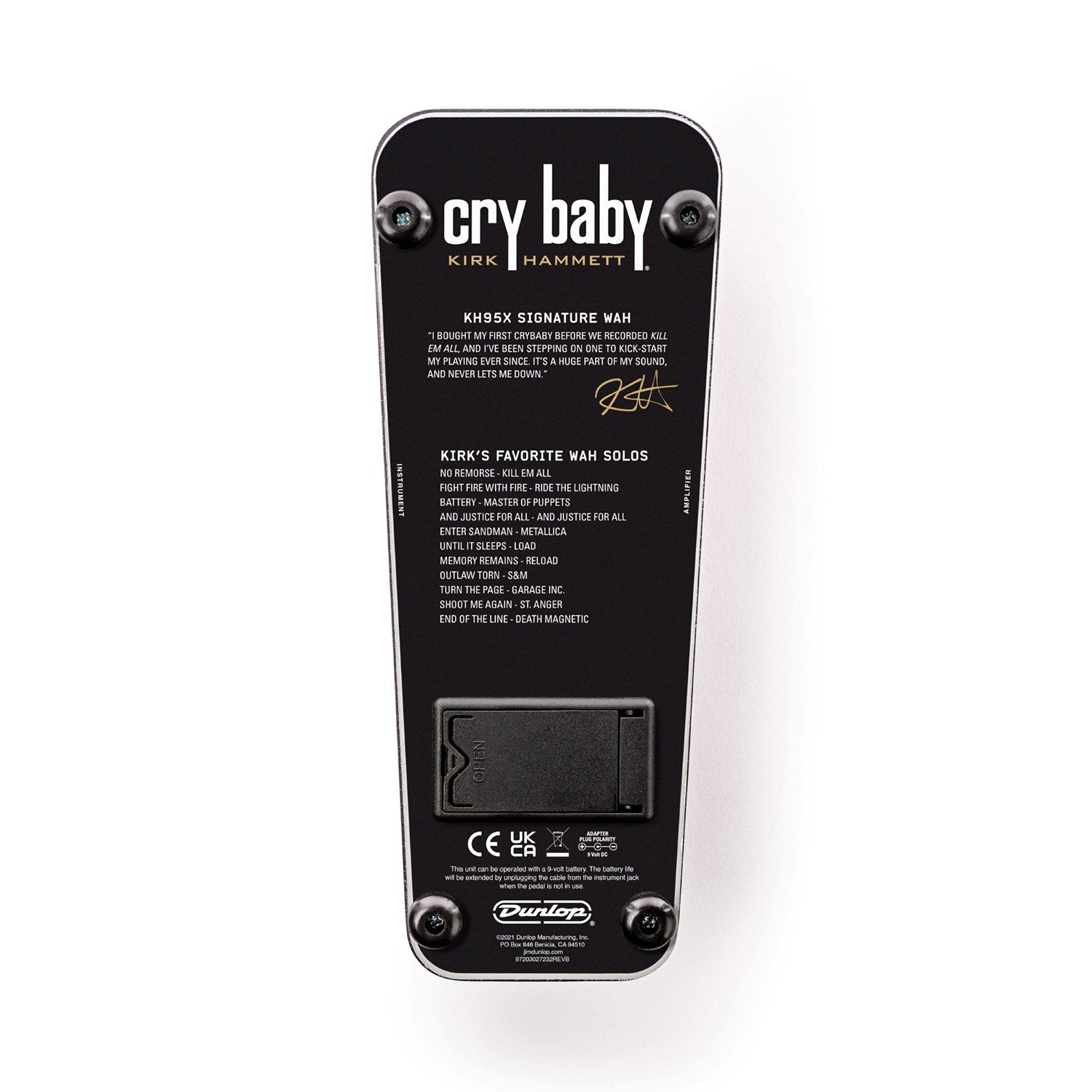 Dunlop KH95X Kirk Hammett Signature Cry Baby Wah Guitar Effects Pedal, Purple