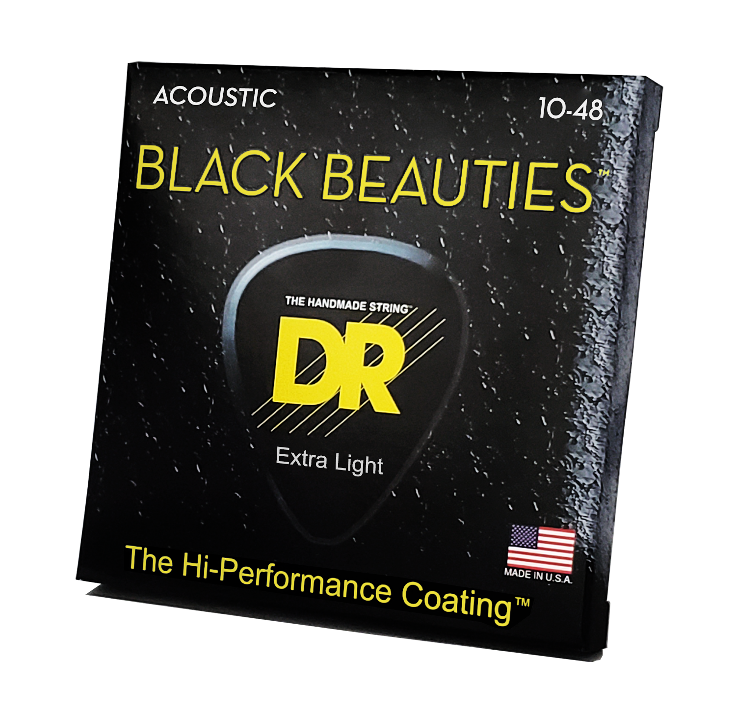 DR Strings Black Beauties Black Colored Acoustic Guitar Strings: Extra Light 10-48