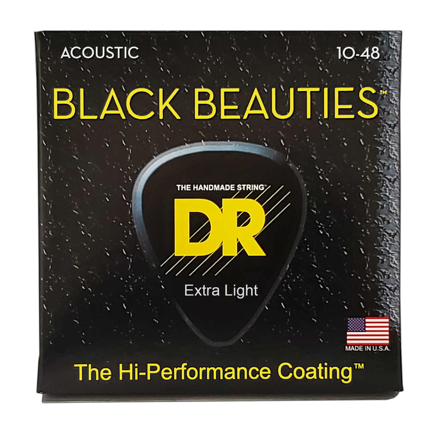 DR Strings Black Beauties Black Colored Acoustic Guitar Strings: Extra Light 10-48