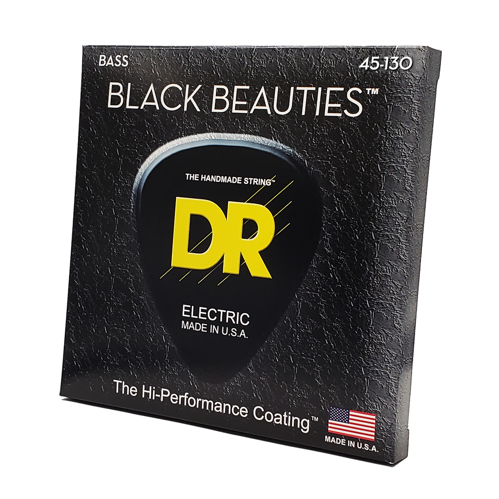 DR Strings Black Beauties Black Colored Bass Strings: 5-String Medium To Heavy 45-130