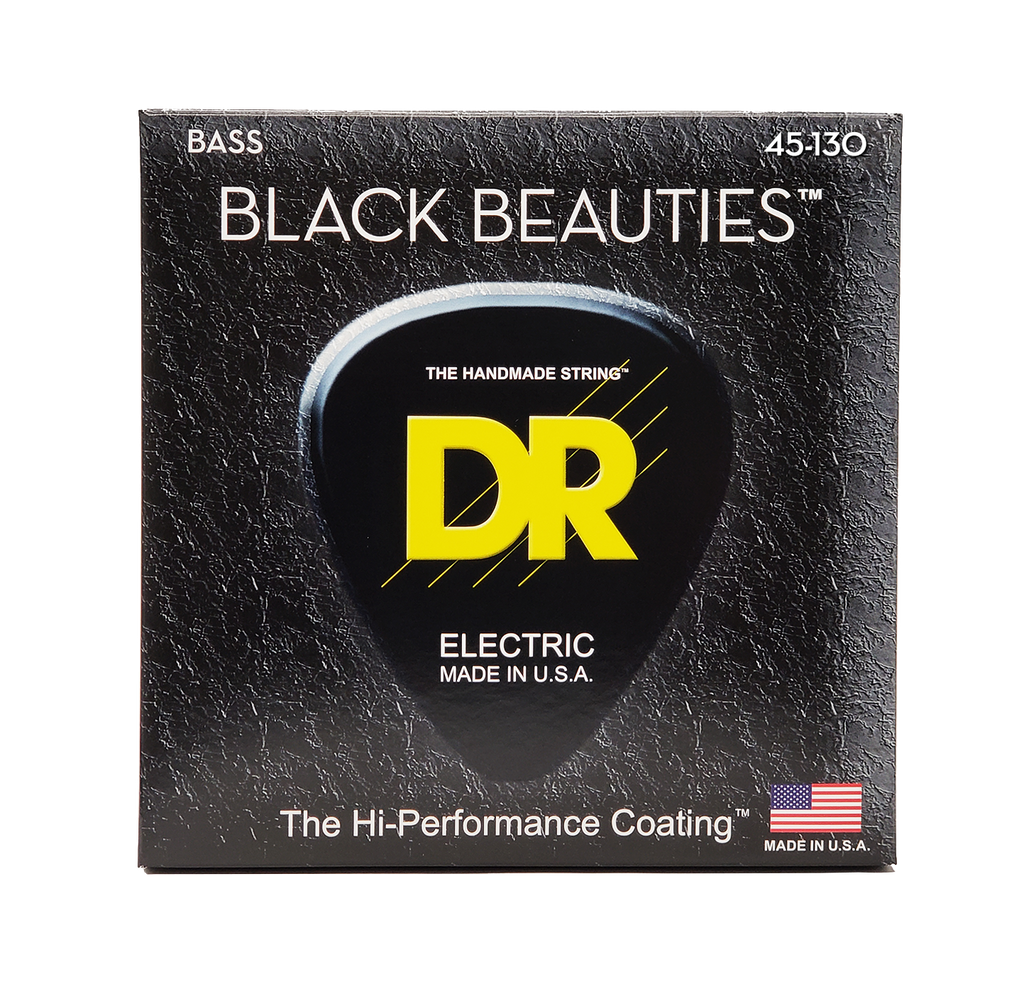 DR Strings Black Beauties Black Colored Bass Strings: 5-String Medium To Heavy 45-130