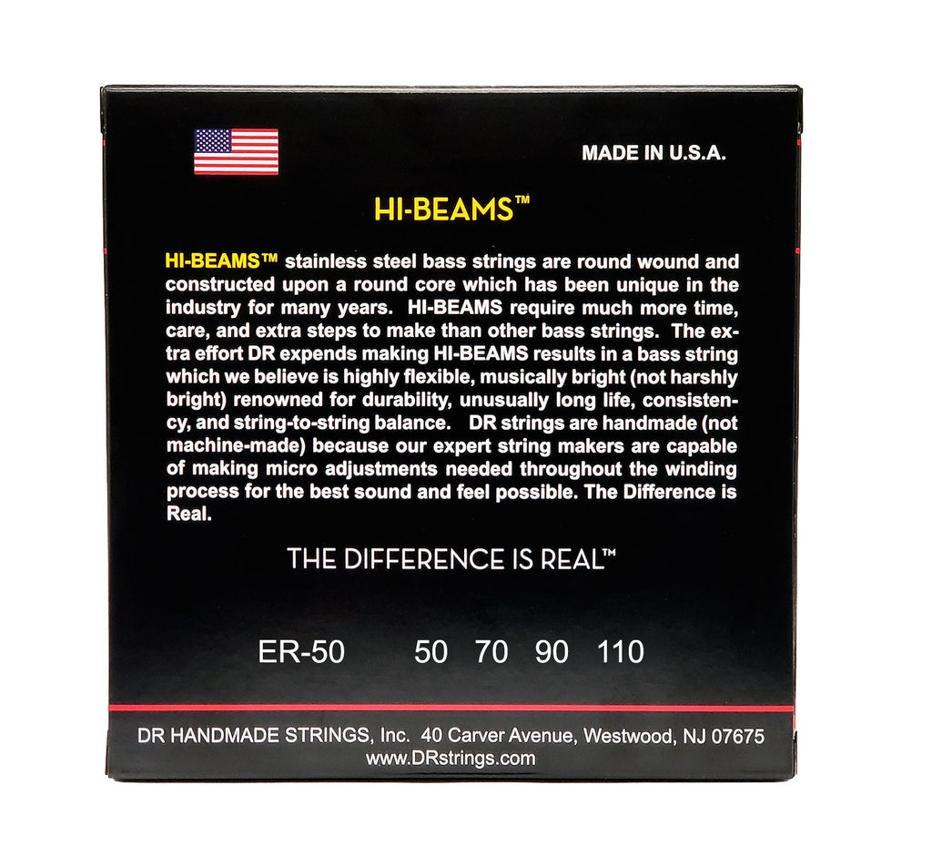 DR Strings Hi-Beam Stainless Steel Bass Strings: Heavy 50-110