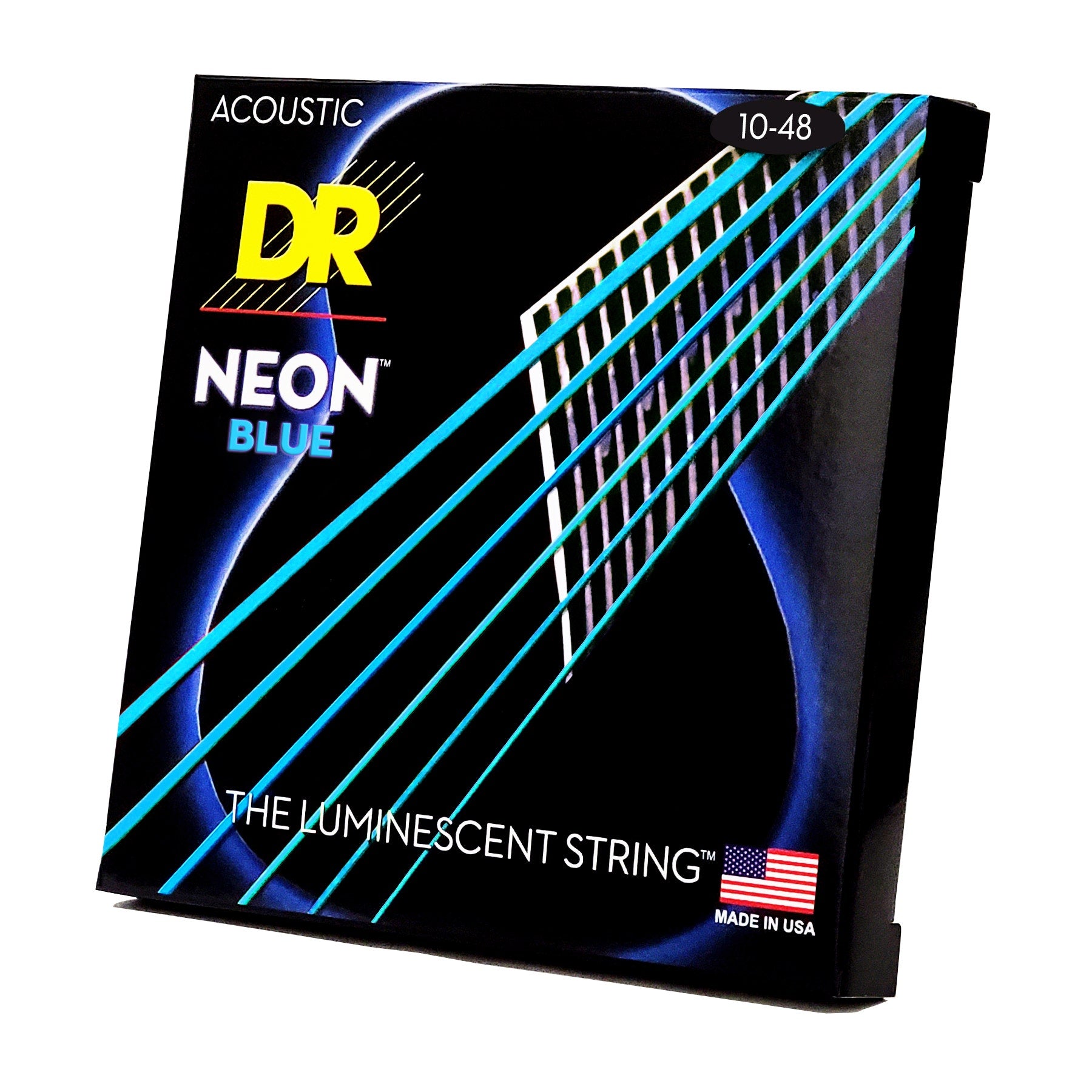 DR Strings Hi-Def Neon Blue Colored Acoustic Guitar Strings: Extra Light 10-48