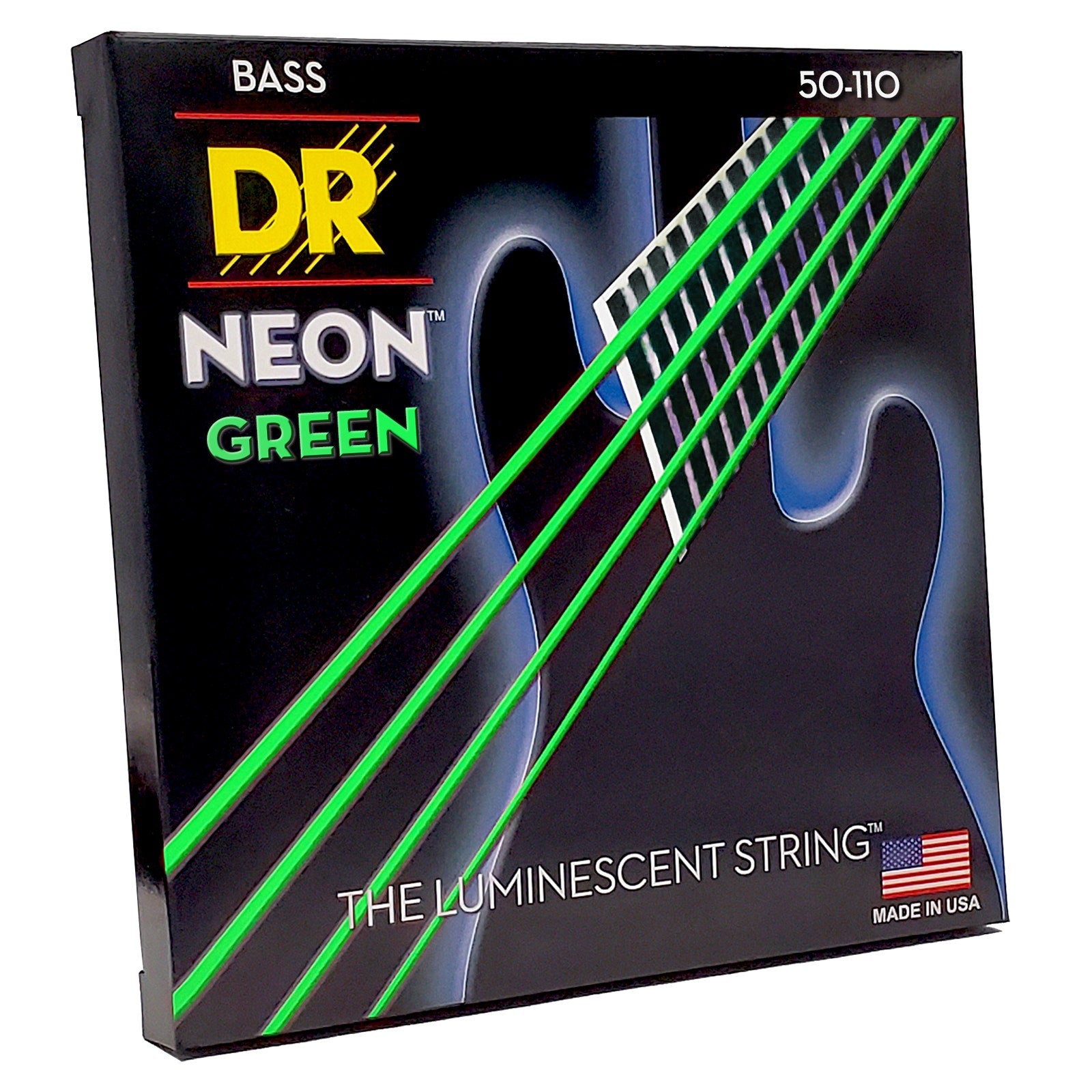 DR Strings Hi-Def Neon Green Colored Bass Strings: Heavy 50-110