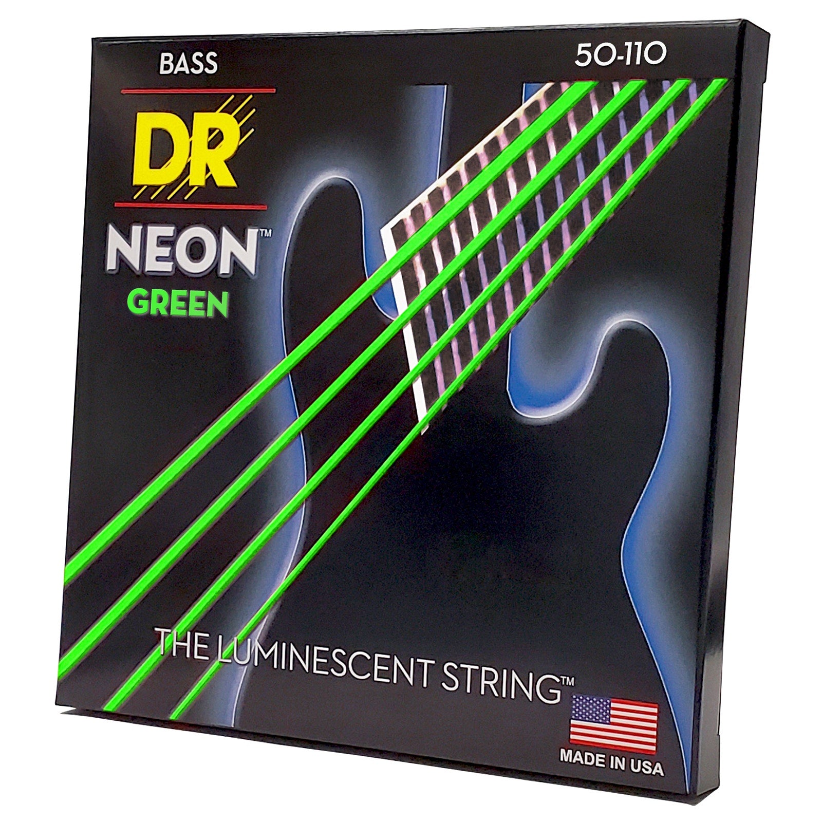 DR Strings Hi-Def Neon Green Colored Bass Strings: Heavy 50-110