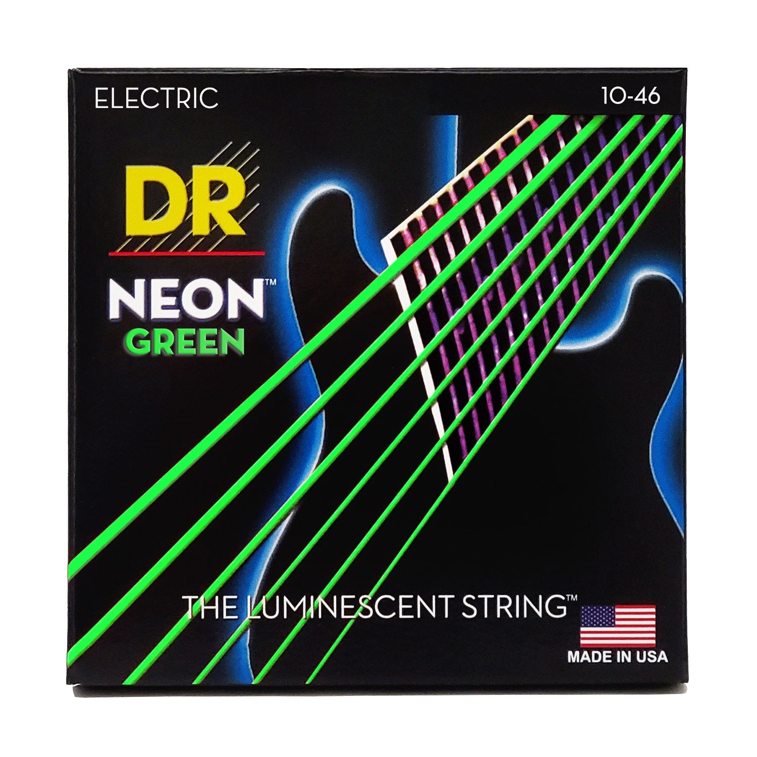 DR Strings Hi-Def Neon Green Colored Electric Guitar Strings: Medium 10-46