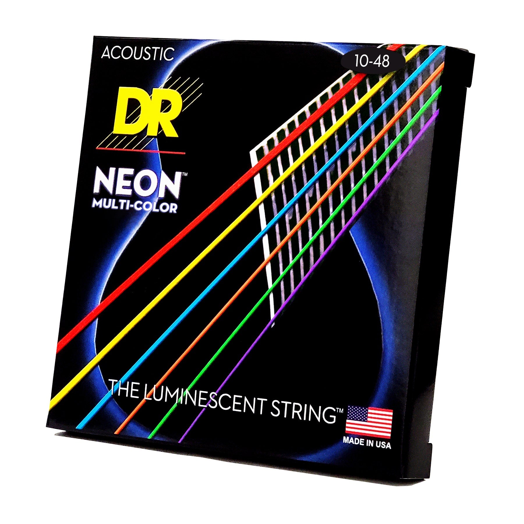DR Strings Hi-Def Neon Multi-Color Colored Acoustic Guitar Strings: Extra Light 10-48