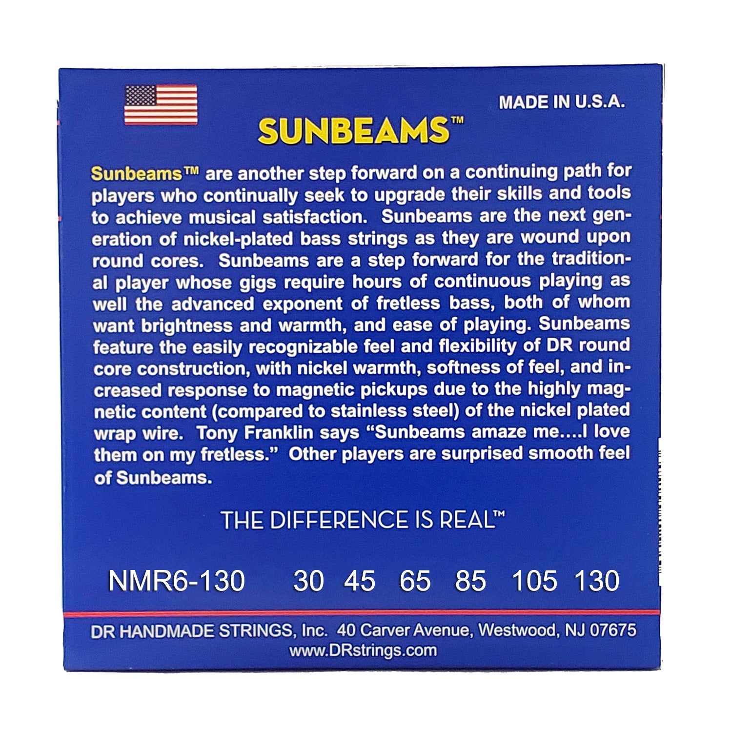 DR Strings Sunbeam Nickel Plated Bass Strings: 6-String Medium To Heavy 30-130
