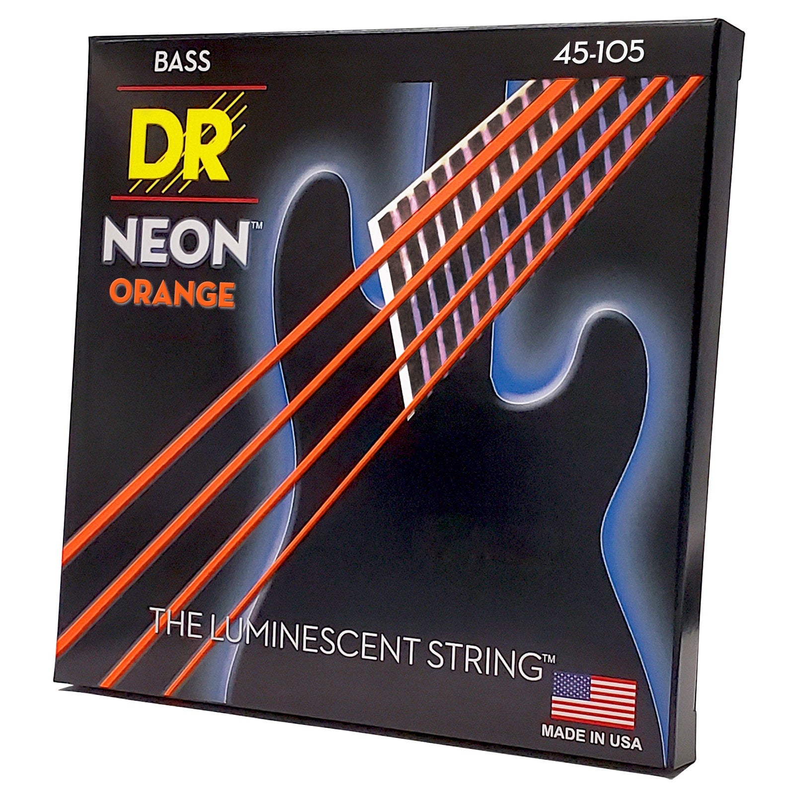 DR Strings Hi-Def Neon Orange Colored Bass Strings: Medium 45-105