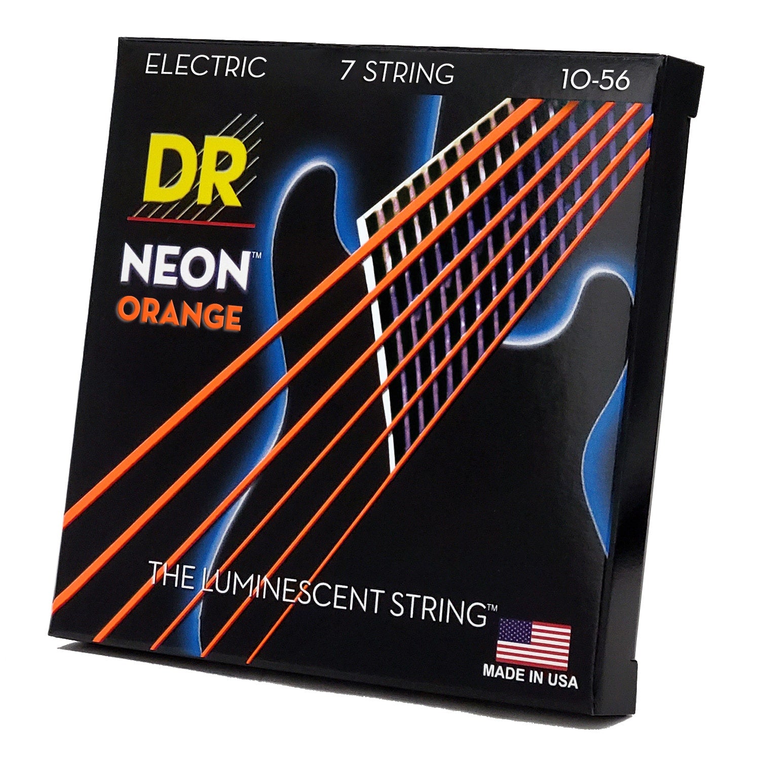 DR Strings Hi-Def Neon Orange Colored Electric Guitar Strings: 7-String Medium 10-56