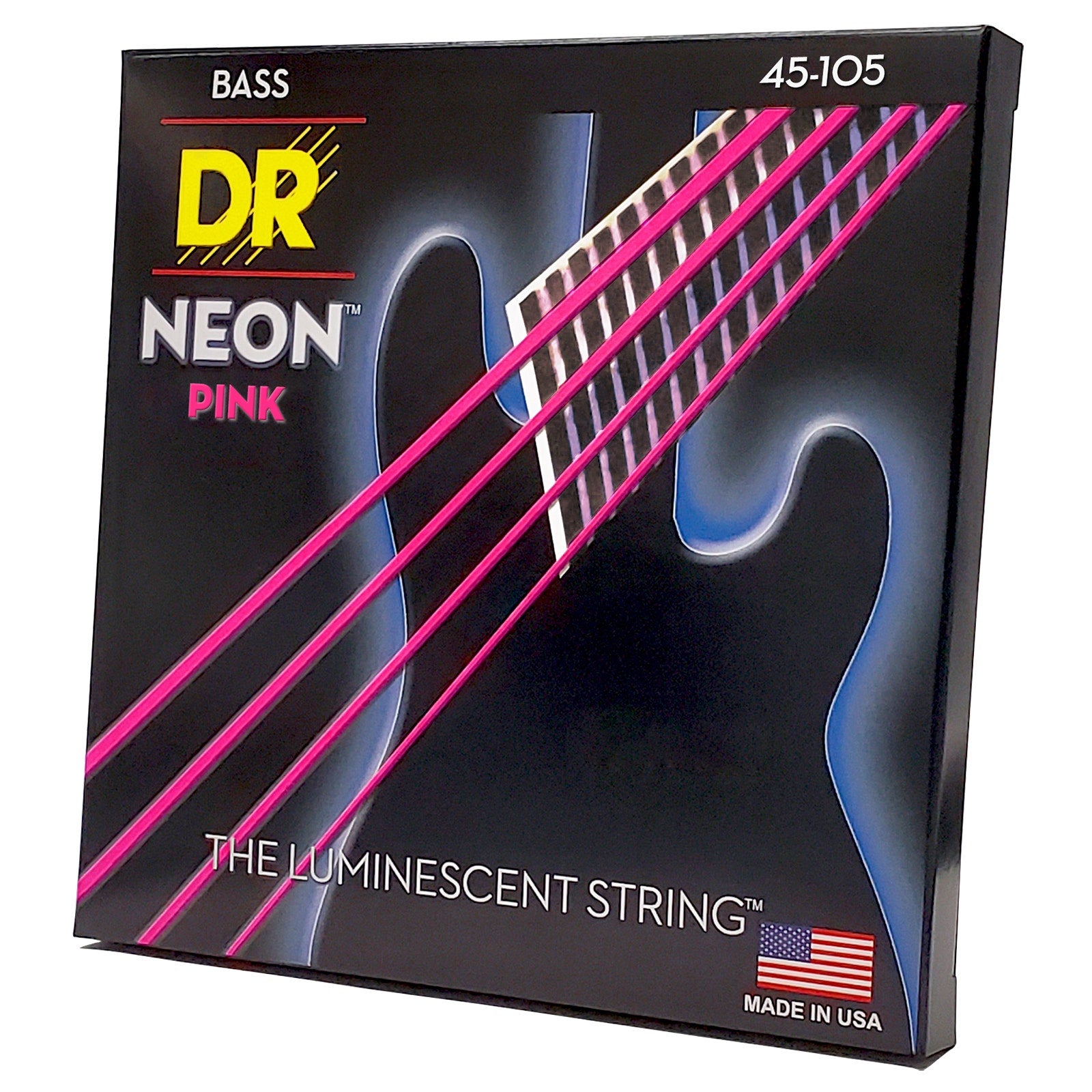 DR Strings Hi-Def Neon Pink Colored Bass Strings: Medium 45-105