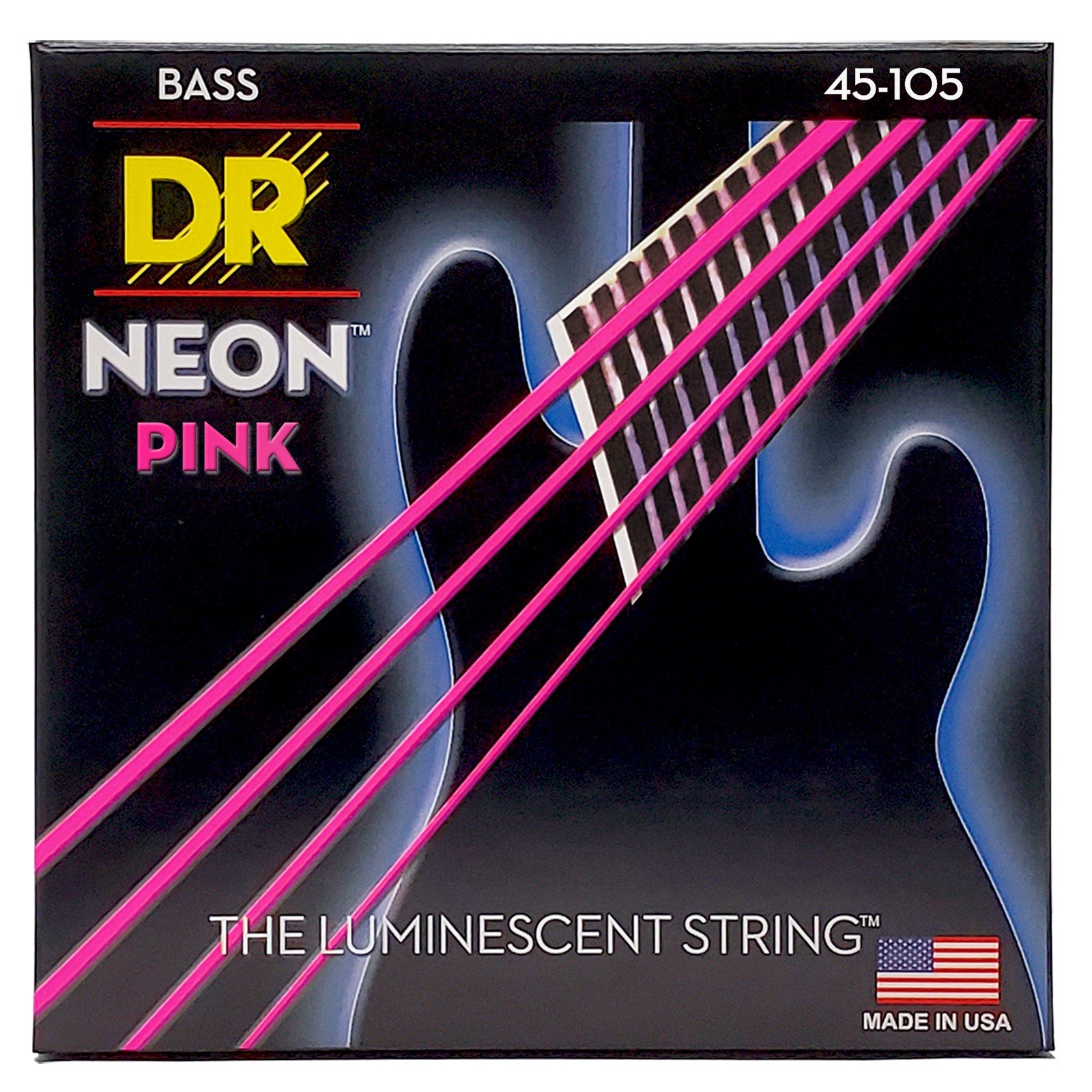 DR Strings Hi-Def Neon Pink Colored Bass Strings: Medium 45-105