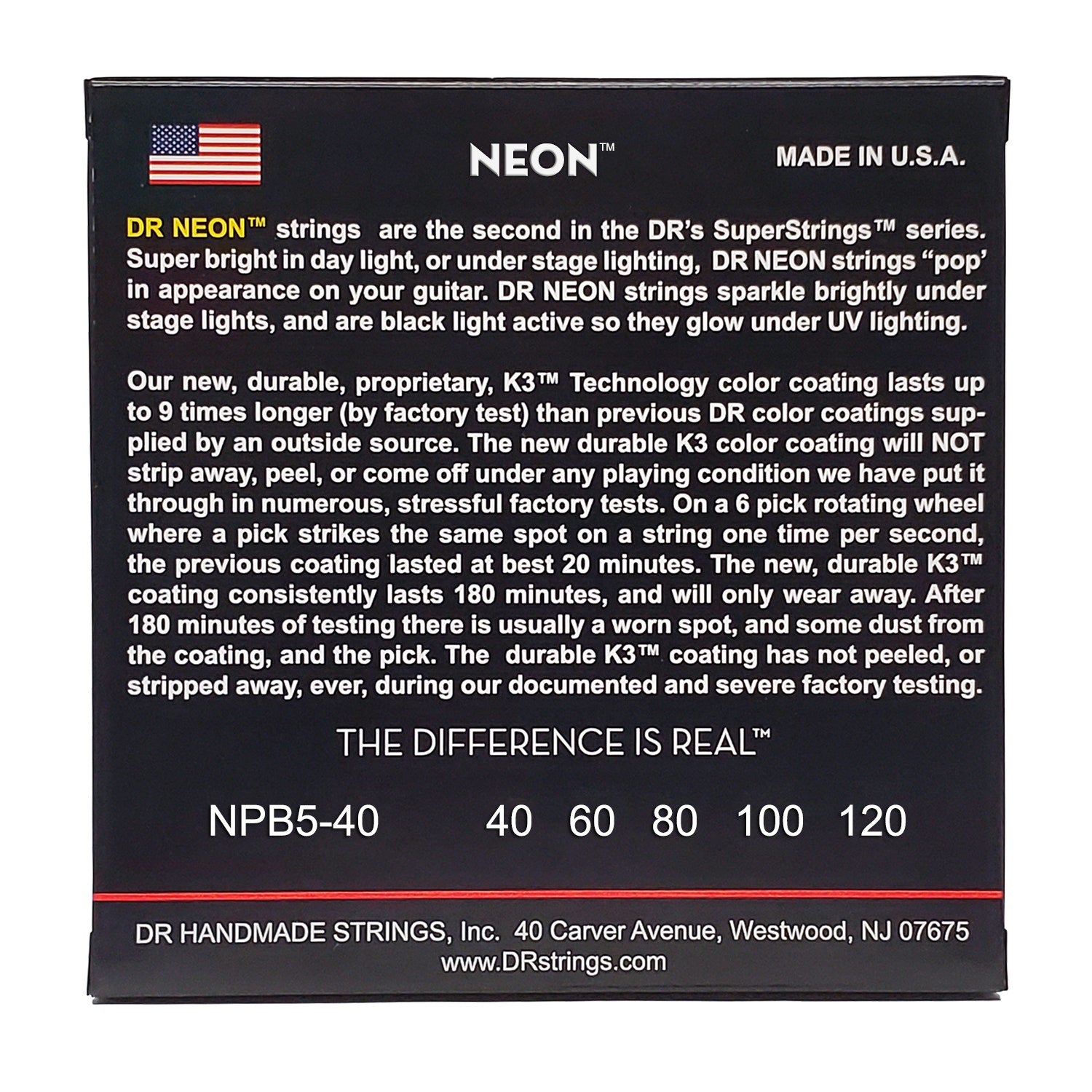DR Strings Hi-Def Neon Pink Colored Bass Strings: 5-String Light 40-120