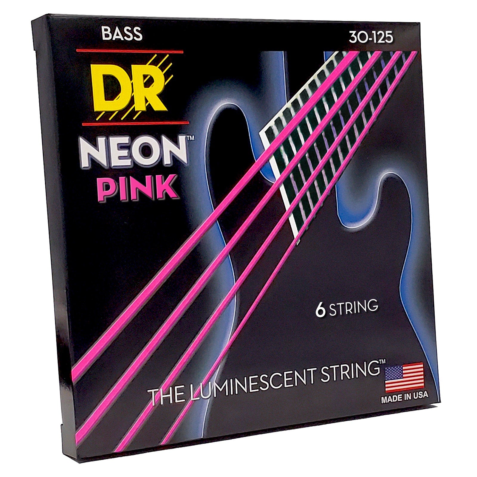 DR Strings Hi-Def Neon Pink Colored Bass Strings: 6-String Medium 30-125