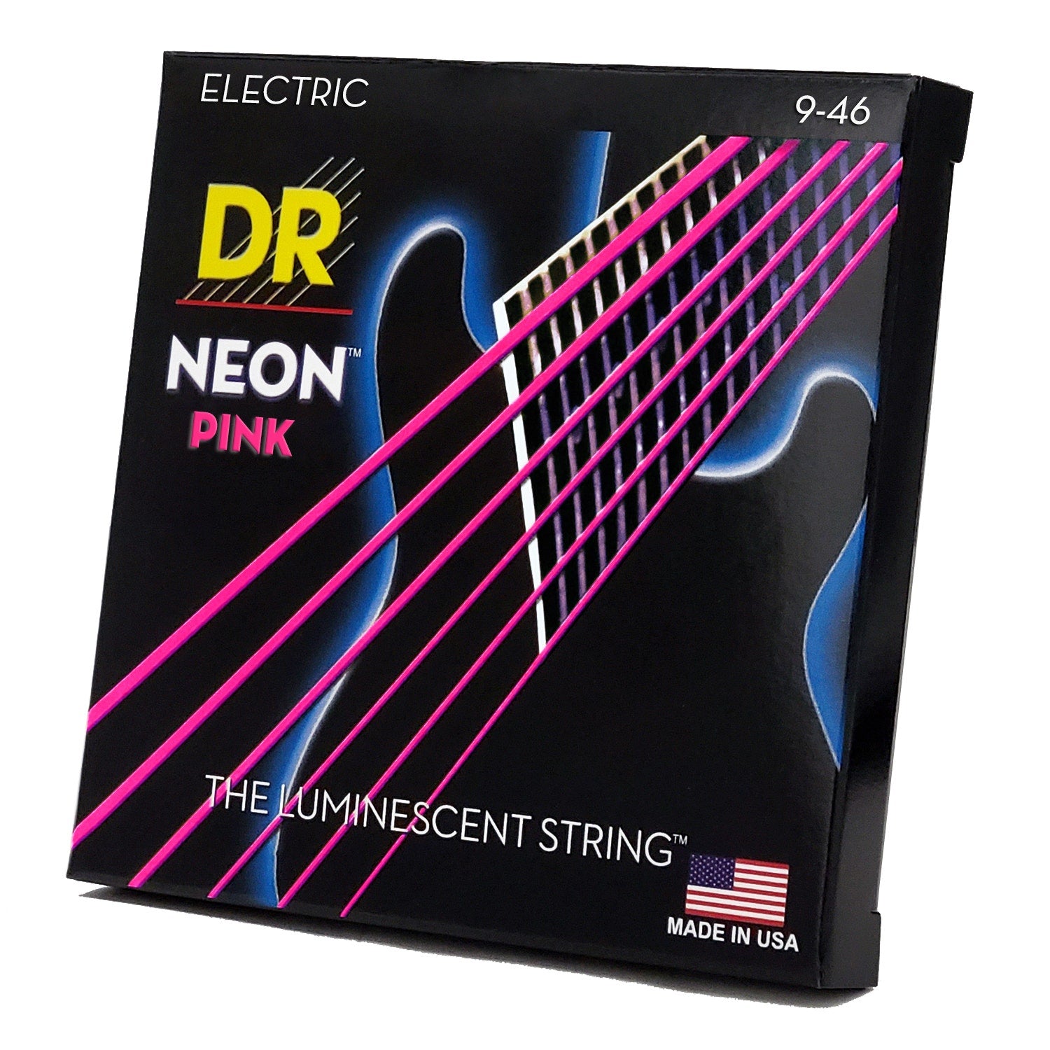 DR Strings Hi-Def Neon Pink Colored Electric Guitar Strings: Light To Medium 9-46