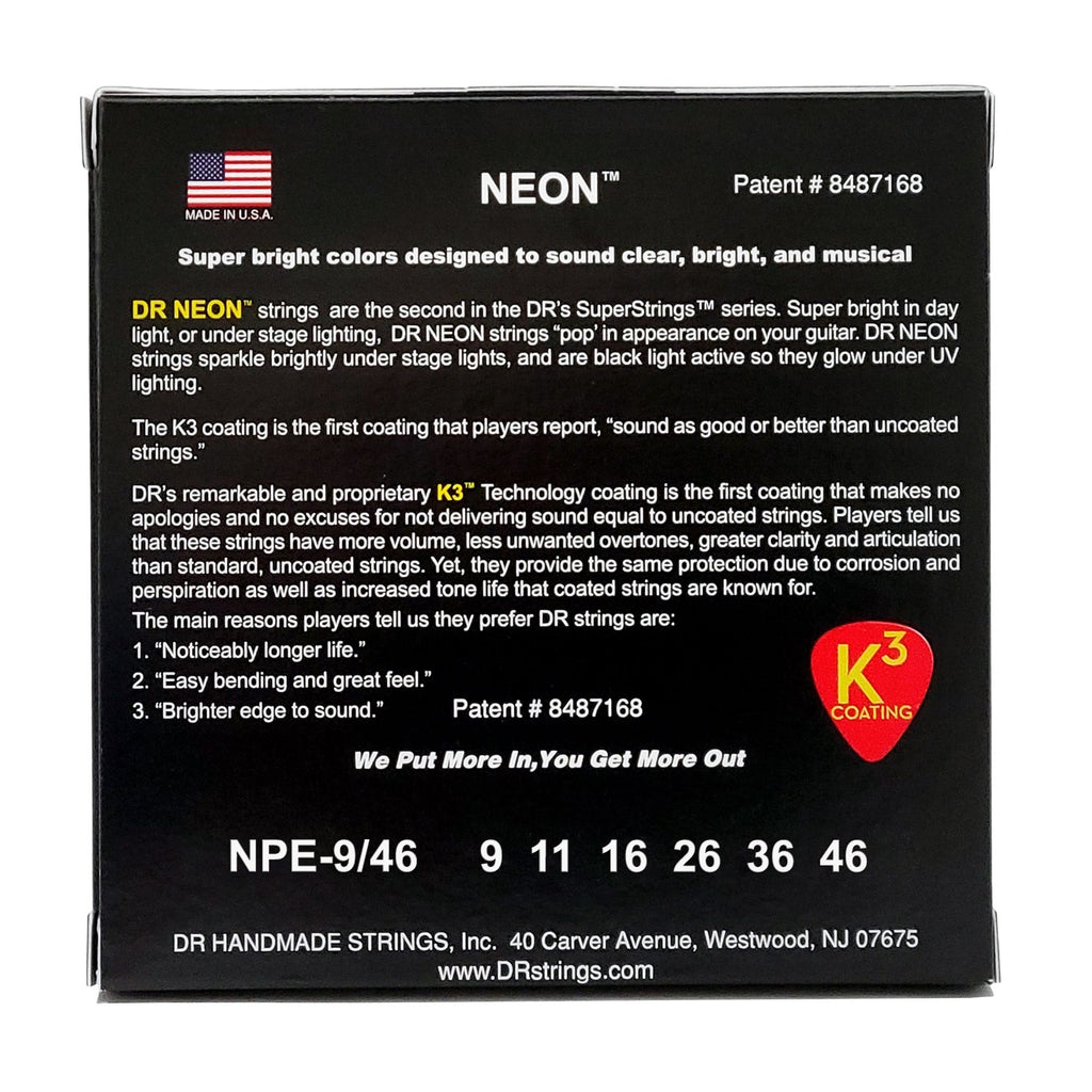 DR Strings Hi-Def Neon Pink Colored Electric Guitar Strings: Light To Medium 9-46