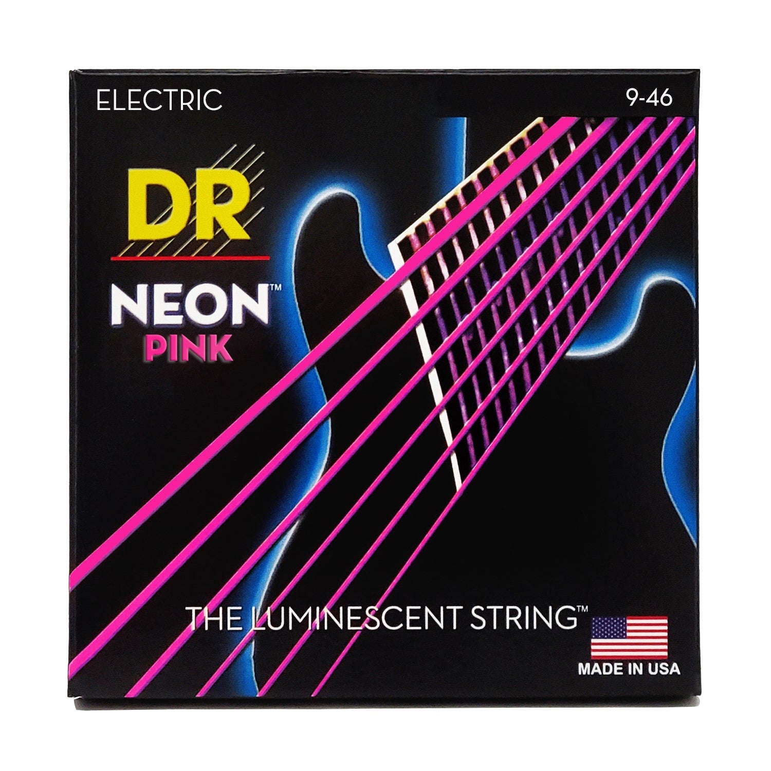 DR Strings Hi-Def Neon Pink Colored Electric Guitar Strings: Light To Medium 9-46