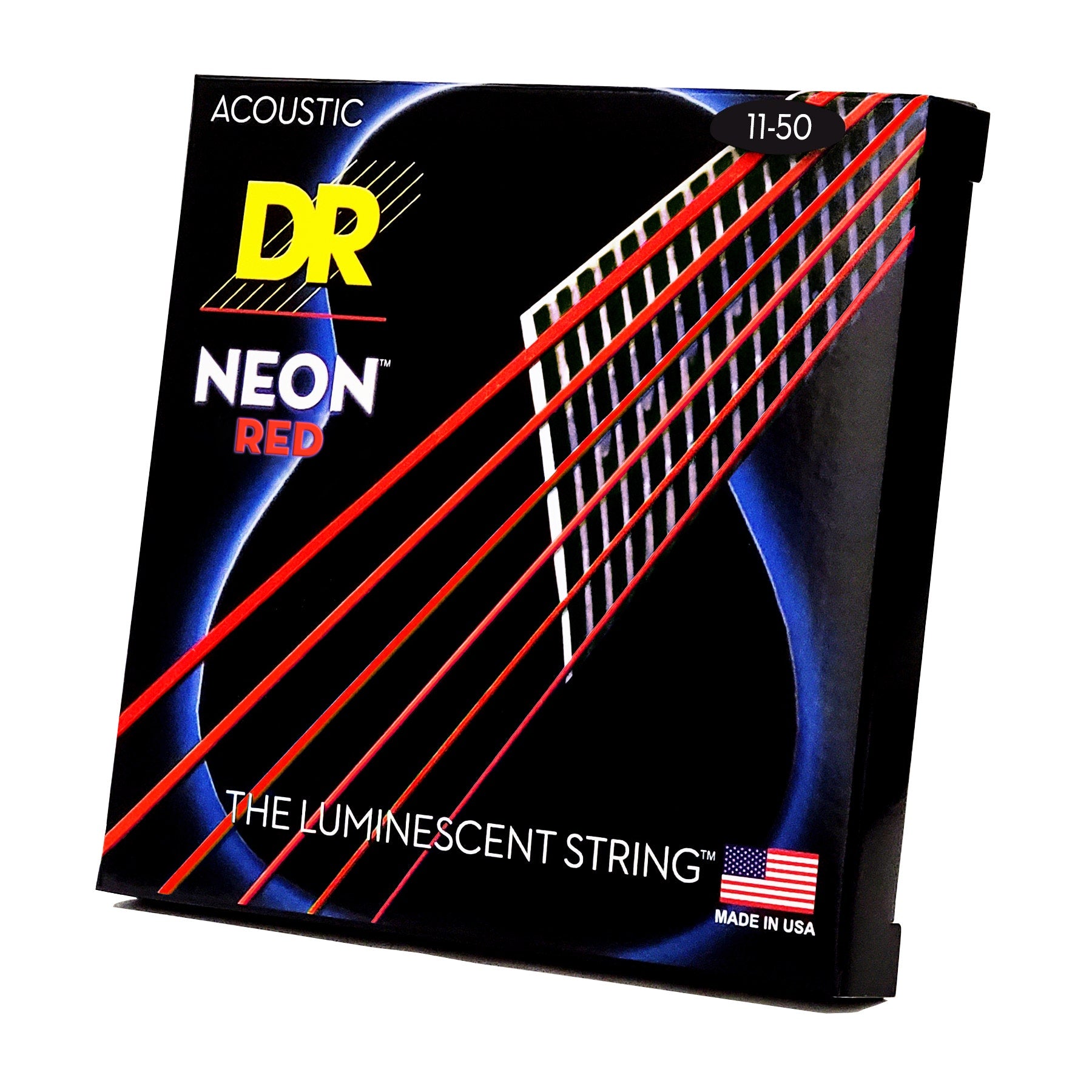 DR Strings Hi-Def Neon Red Colored Acoustic Guitar Strings: Custom Light 11-50