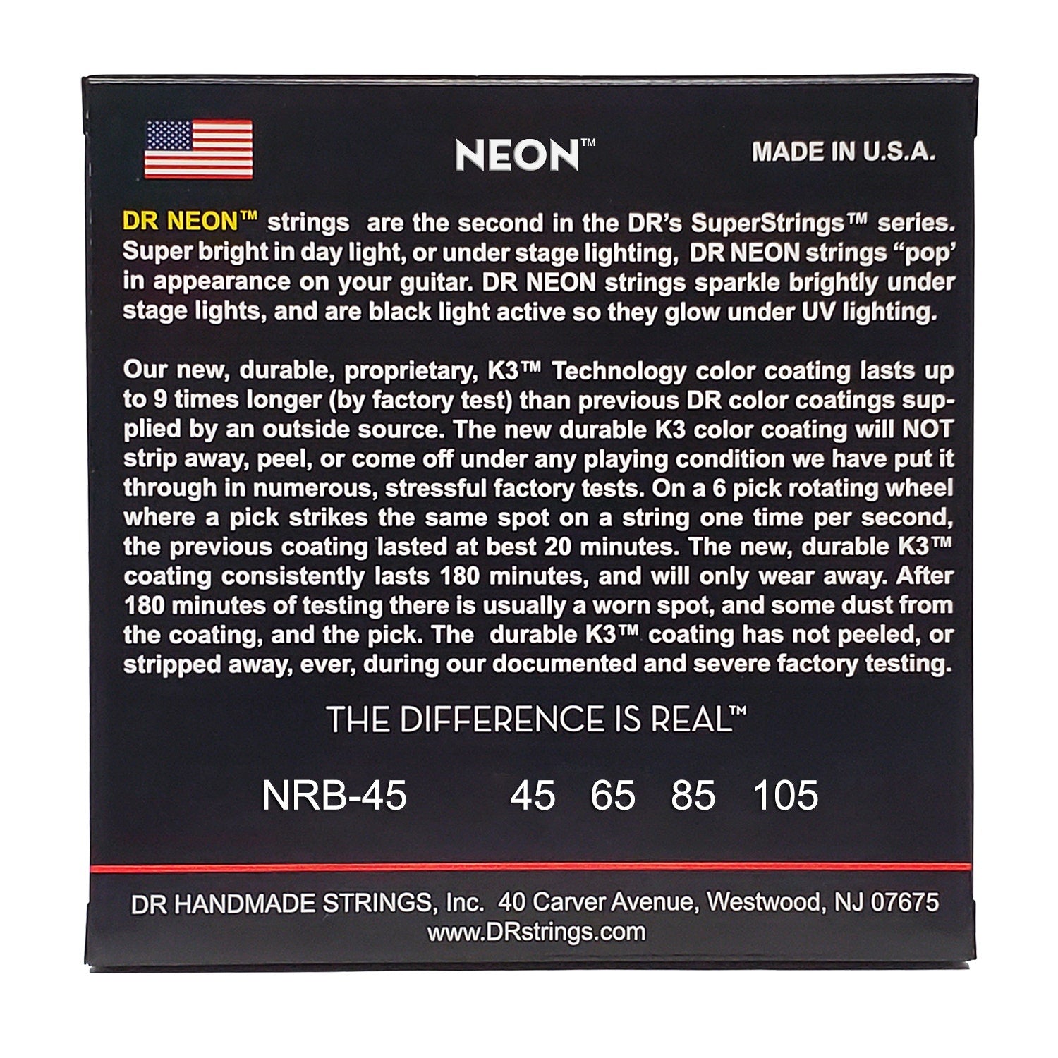 DR Strings Hi-Def Neon Red Colored Bass Strings: Medium 45-105