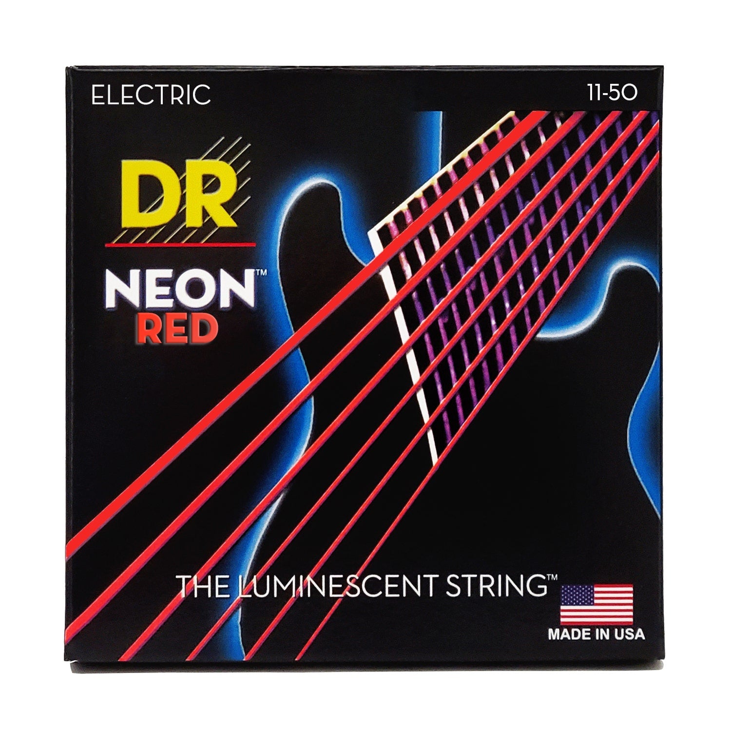DR Strings Hi-Def Neon Red Colored Electric Guitar Strings: Heavy 11-50