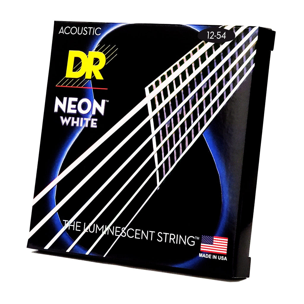 DR Strings Hi-Def Neon White Colored Acoustic Guitar Strings: Light 12-54