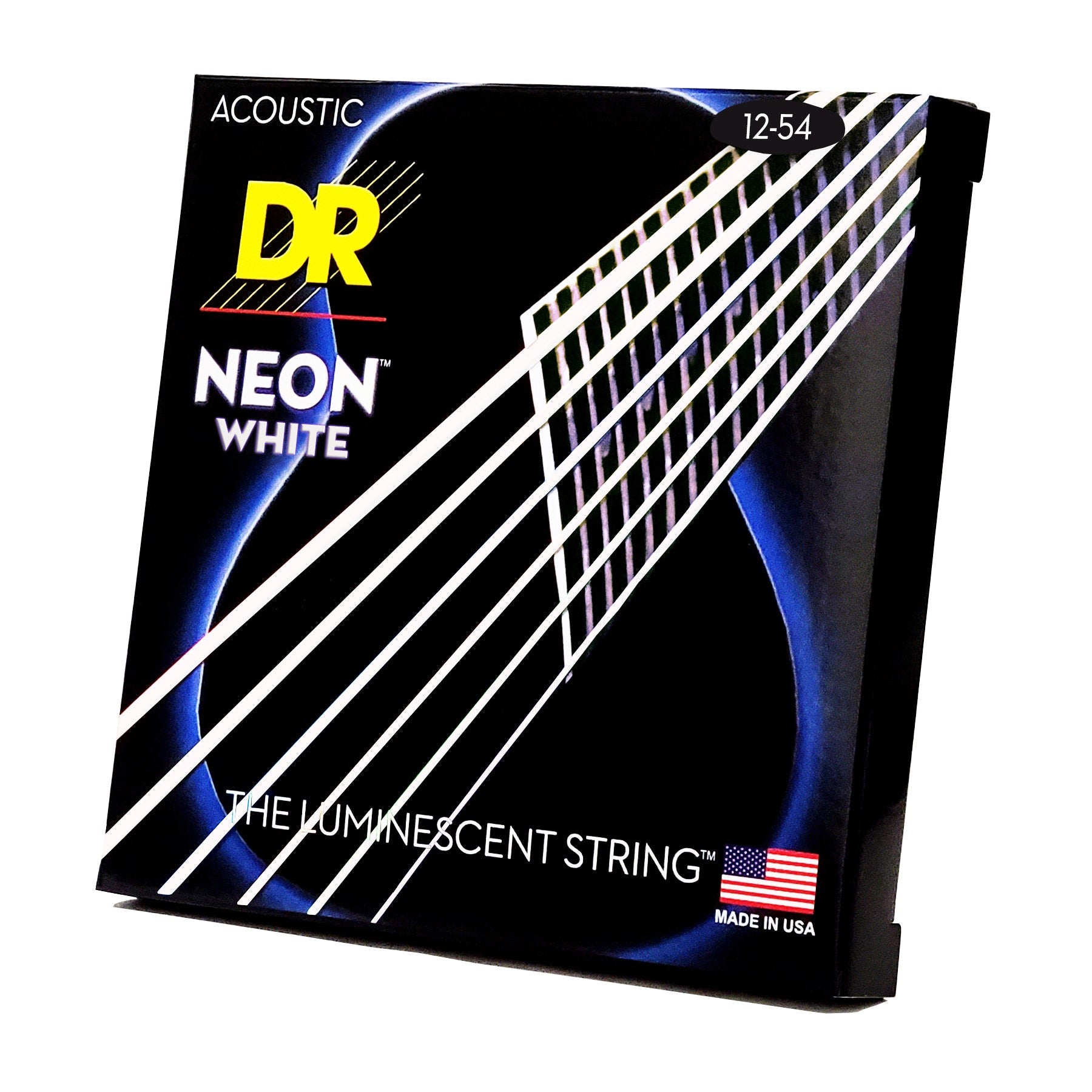 DR Strings Hi-Def Neon White Colored Acoustic Guitar Strings: Light 12-54