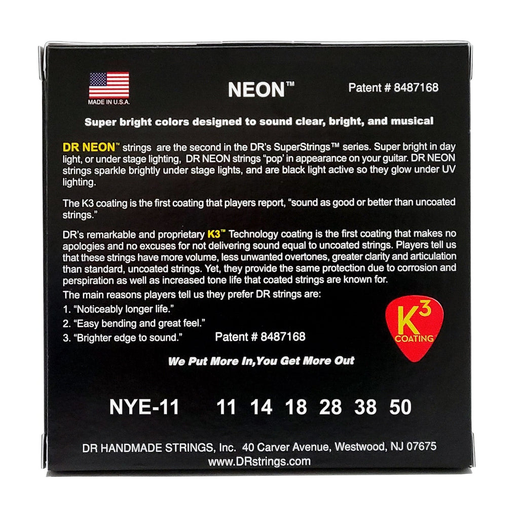 DR Strings Hi-Def Neon Yellow Colored Electric Guitar Strings: Heavy 11-50