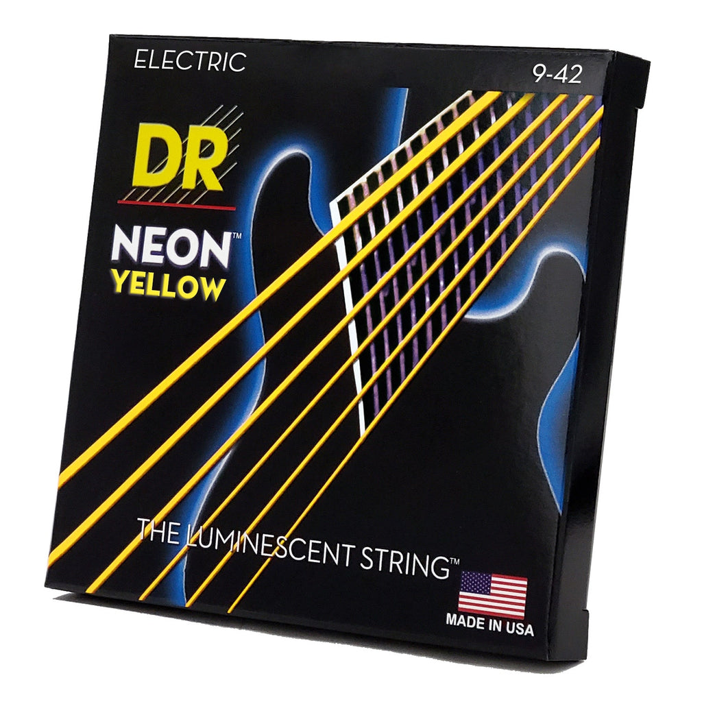 DR Strings Hi-Def Neon Yellow Colored Electric Guitar Strings: Light 9-42