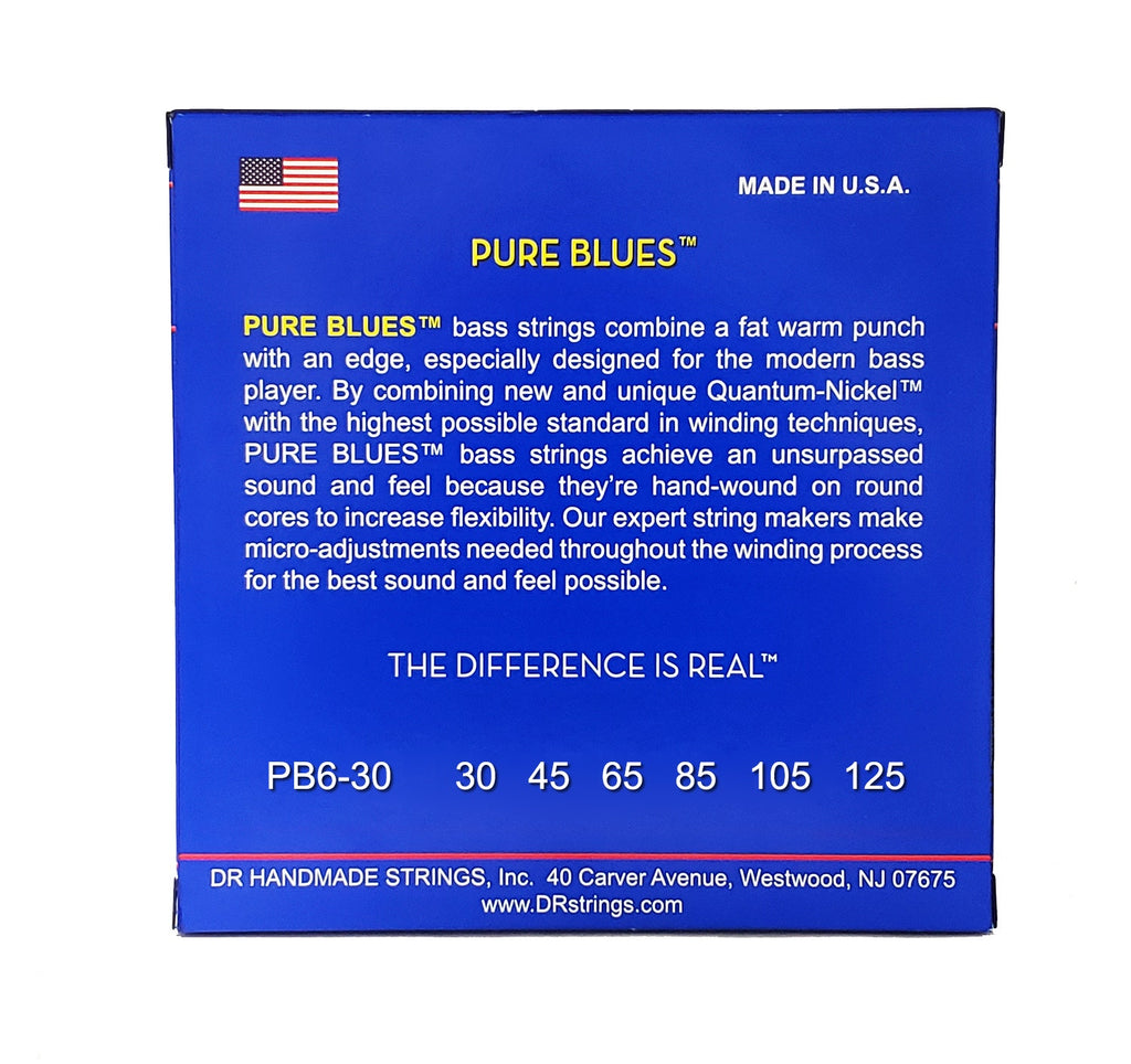 DR Strings Pure Blues Quantum Nickel Bass Strings: 6-String Medium 30-125