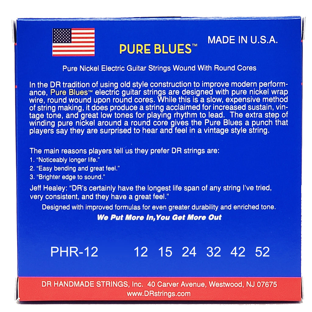 DR Strings Pure Blues Pure Nickel Electric Guitar Strings: Extra Heavy 12-52