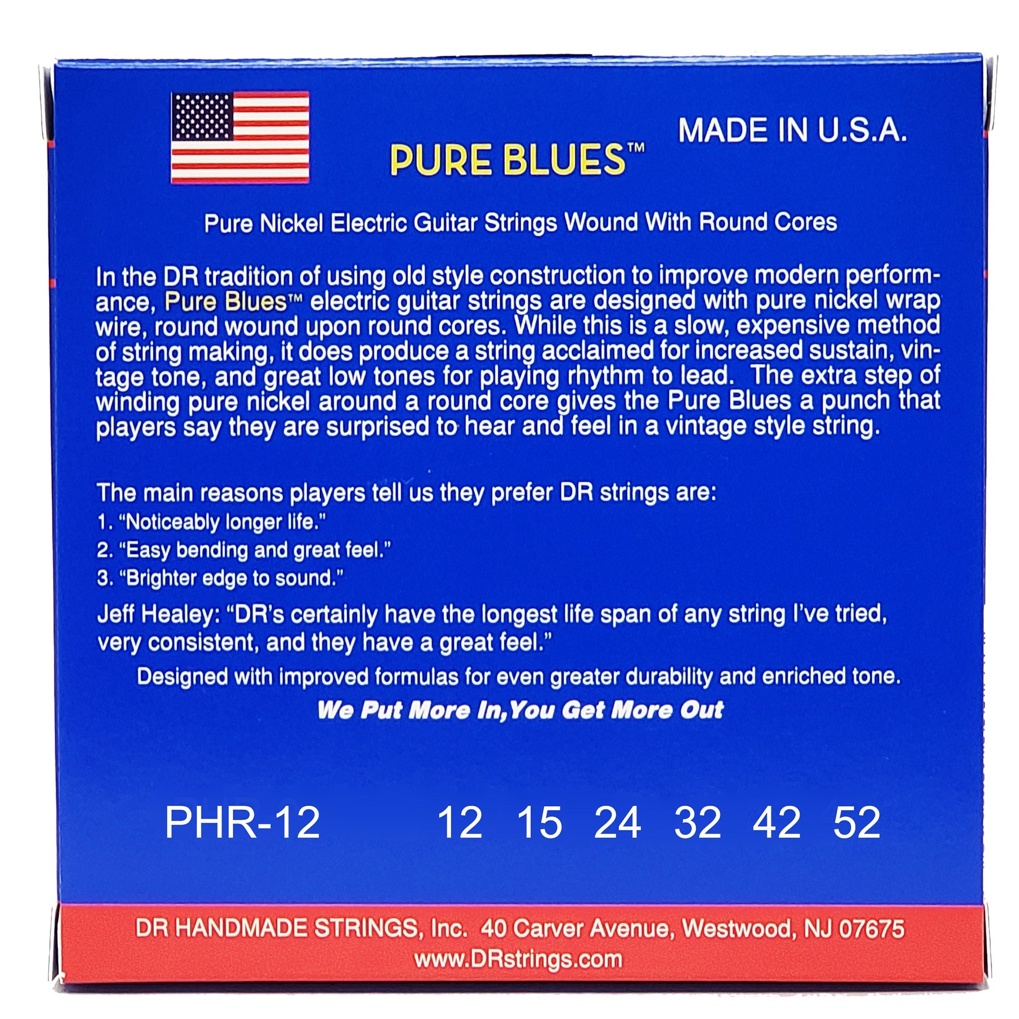 DR Strings Pure Blues Pure Nickel Electric Guitar Strings: Extra Heavy 12-52