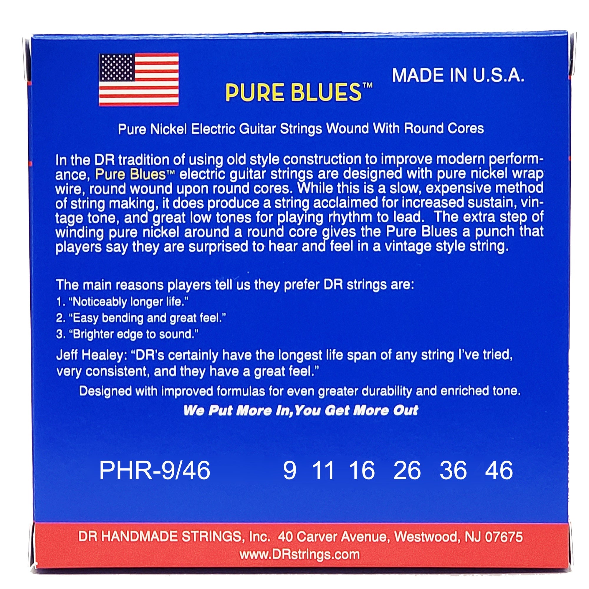 DR Strings Pure Blues Pure Nickel Electric Guitar Strings: Light To Medium 9-46