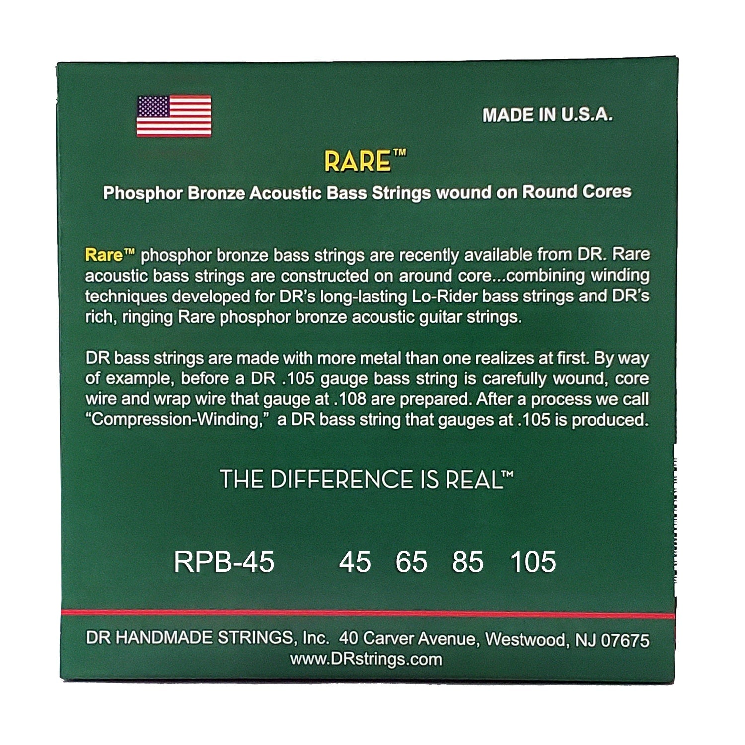 DR Strings Rare Phosphor Bronze Acoustic Bass Strings: Medium 45-105