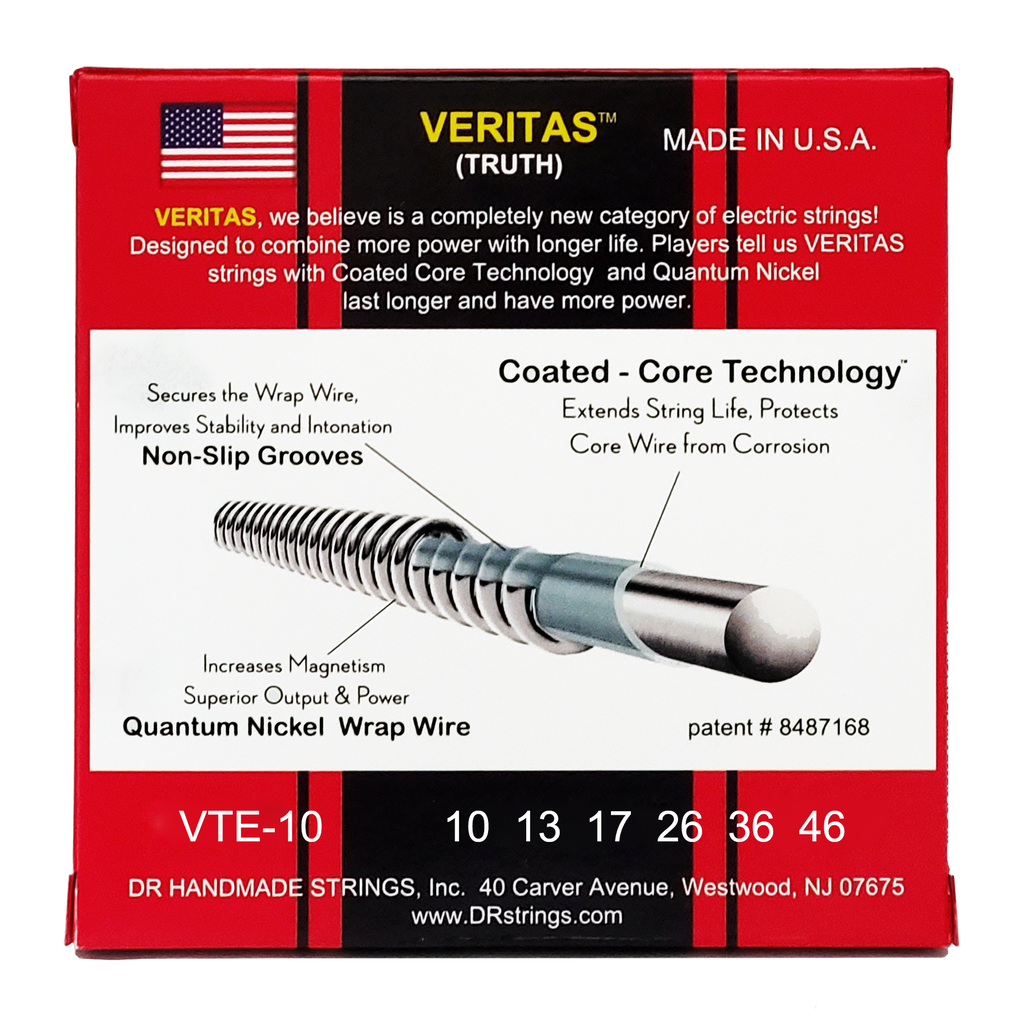 DR Strings Veritas Coated Core Technology Electric Guitar Strings: Medium 10-46