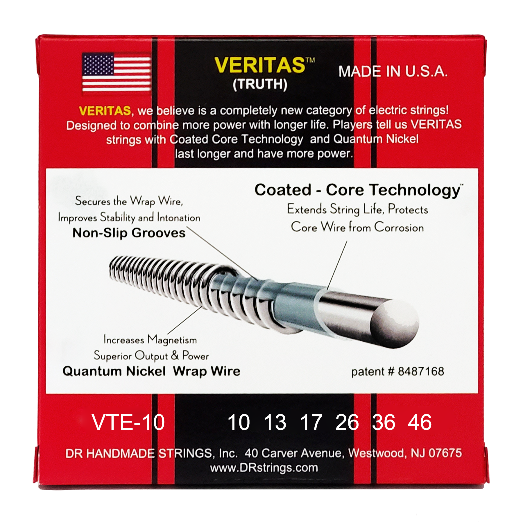 DR Strings Veritas Coated Core Technology Electric Guitar Strings: Medium 10-46