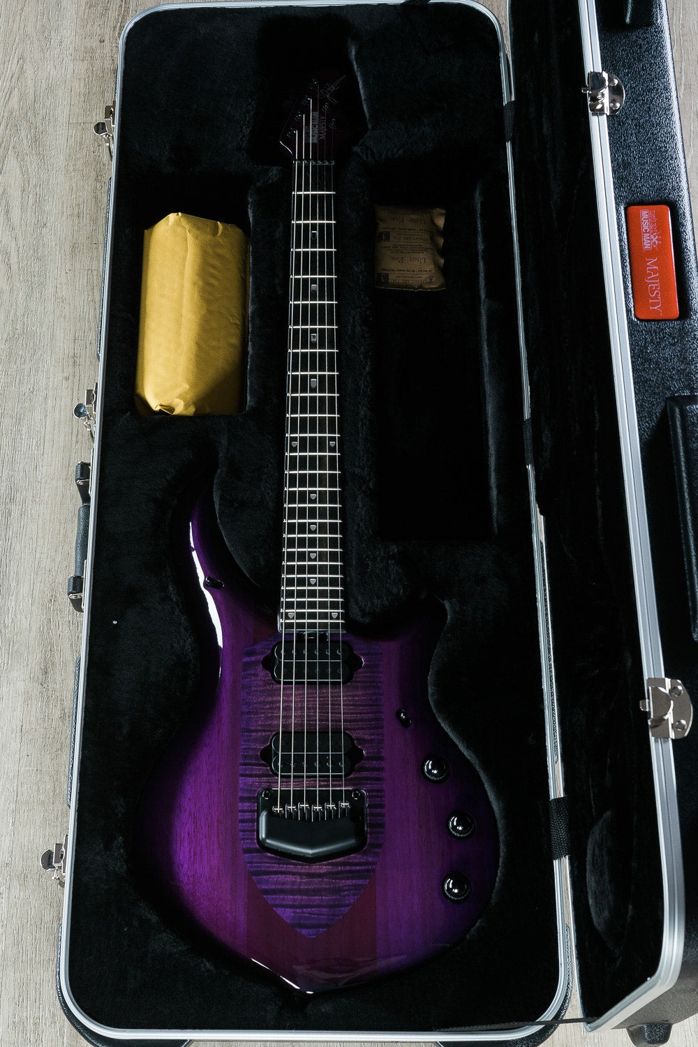 Ernie Ball Music Man Monarchy Series Majesty 6 - 6-String Electric Guitar, Ebony Fretboard, Hard Case - Majestic Purple