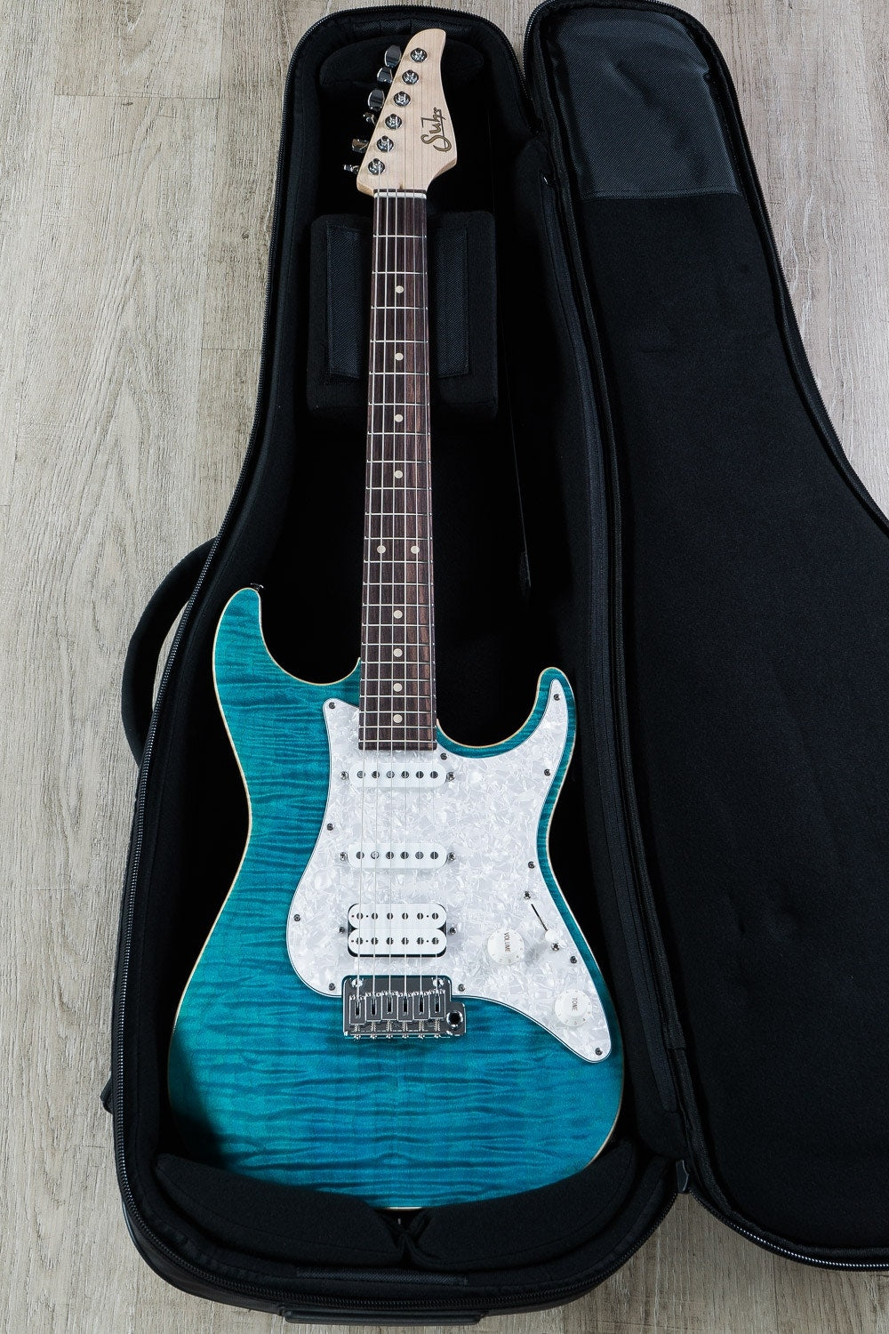 Suhr Standard Pro Electric Guitar, Indian Rosewood Fingerboard, Deluxe Padded Gig Bag - Bahama Blue