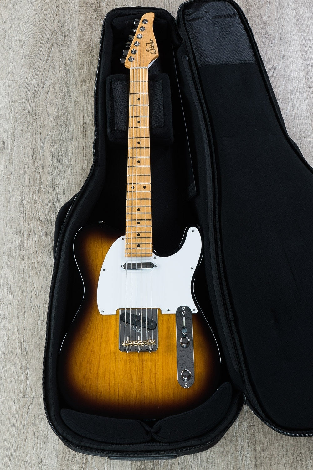 Suhr Classic T Electric Guitar, SS, Maple Fingerboard, SSCII, Deluxe Padded Gig Bag - 2 Tone Tobacco Burst