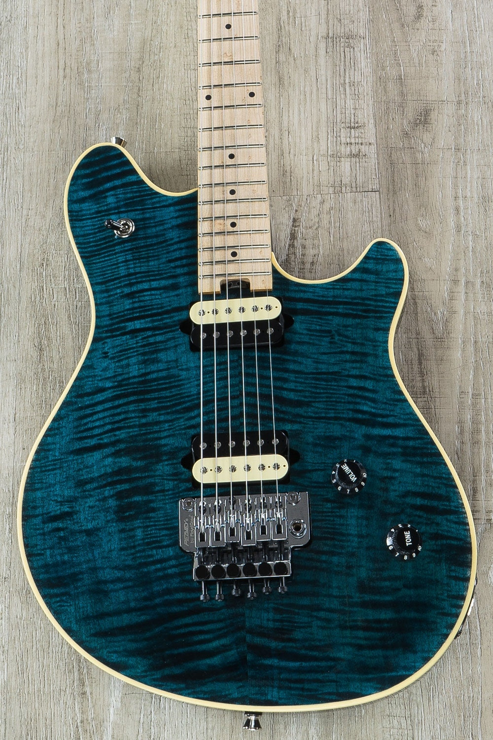 Peavey HP2 Electric Guitar, Flamed Maple Top, Birdseye Maple Fingerboard, Case - Cyan