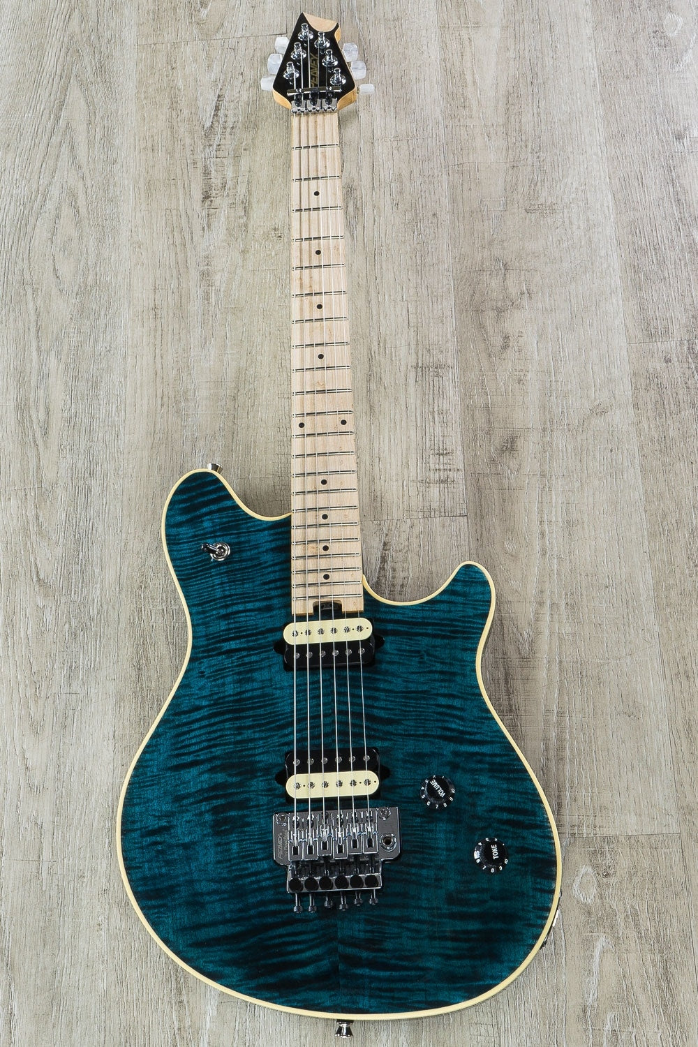 Peavey HP2 Electric Guitar, Flamed Maple Top, Birdseye Maple Fingerboard, Case - Cyan