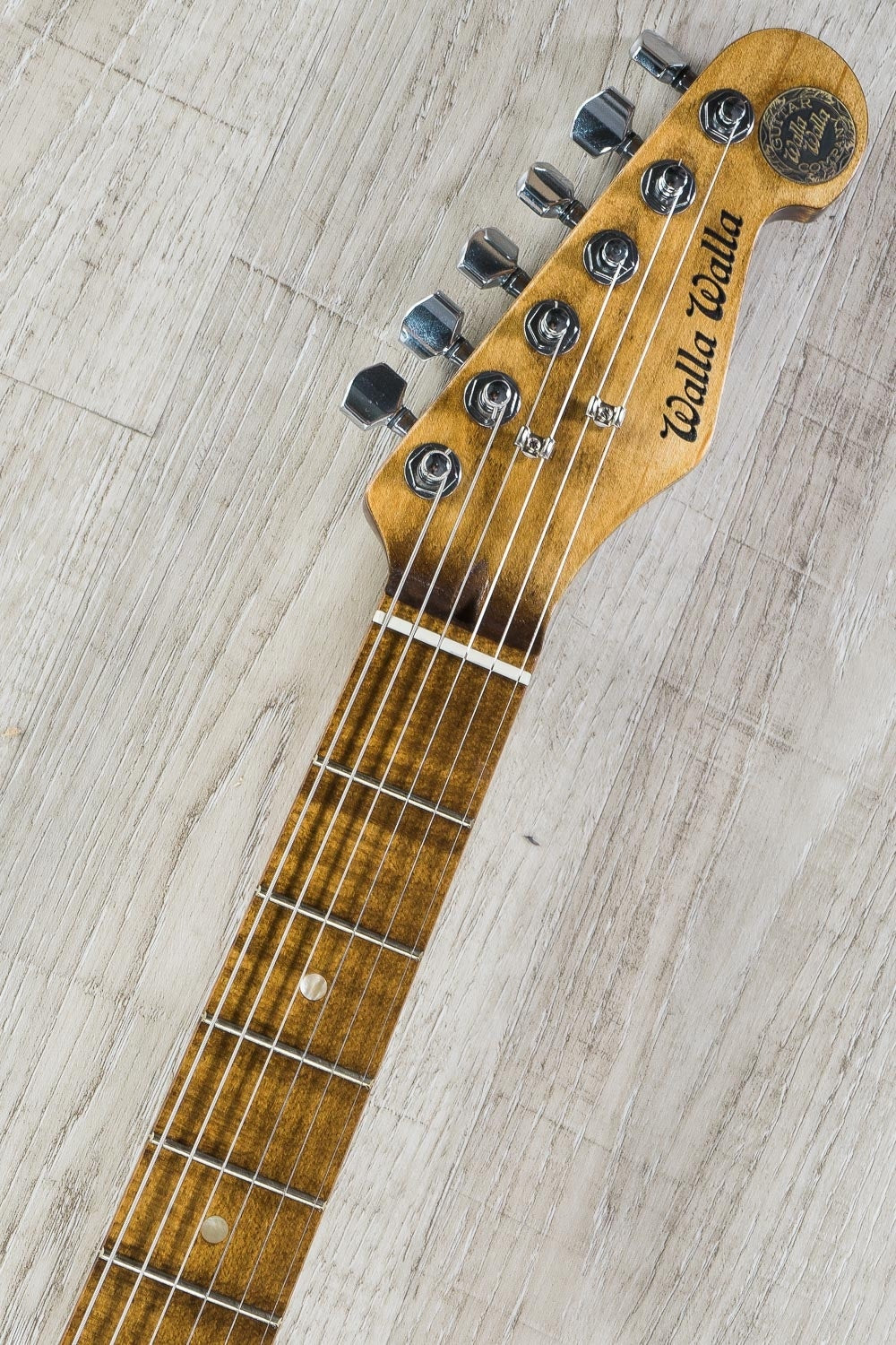 Walla Walla Guitar Company Maverick Pro T-Top Vintage Wood Asian Bird Electric Guitar, Full Chamber Body, Hard Case