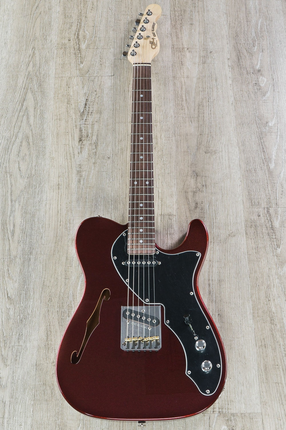 G&L USA ASAT Classic Thinline Semi-Hollow Electric Guitar, Rosewood Fingerboard, Hard Case - Ruby Red Metallic (B-STOCK)