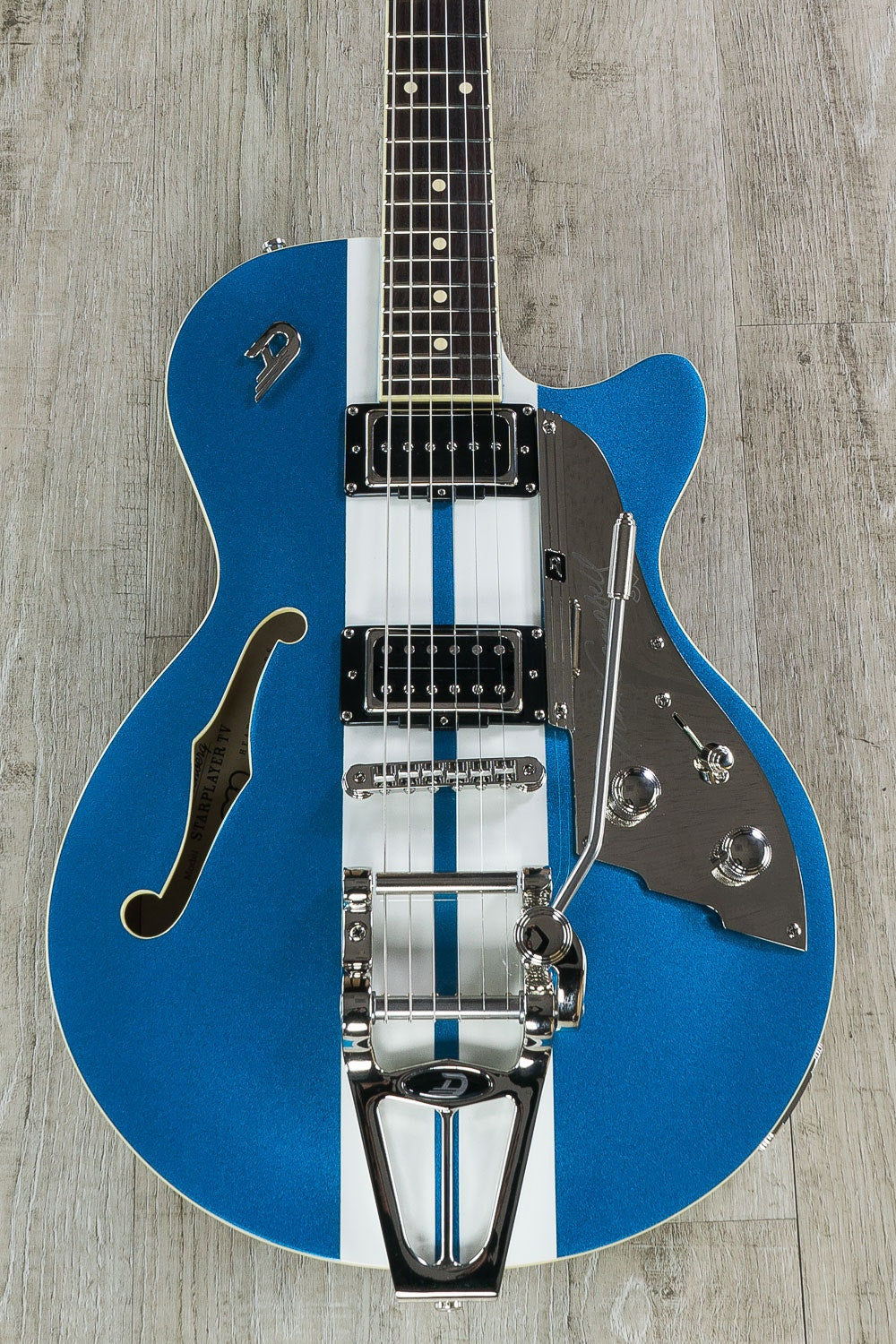 Duesenberg Guitars Starplayer TV Alliance Mike Campbell Electric Guitar, Blue & White